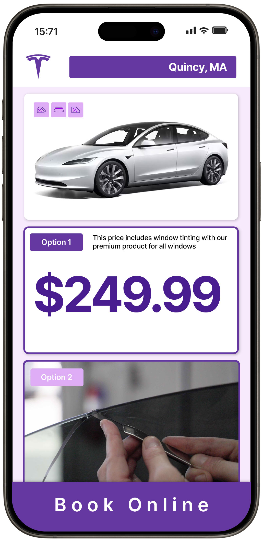 View Affordable Tesla Window Tinting Rates in Quincy, Massachusetts