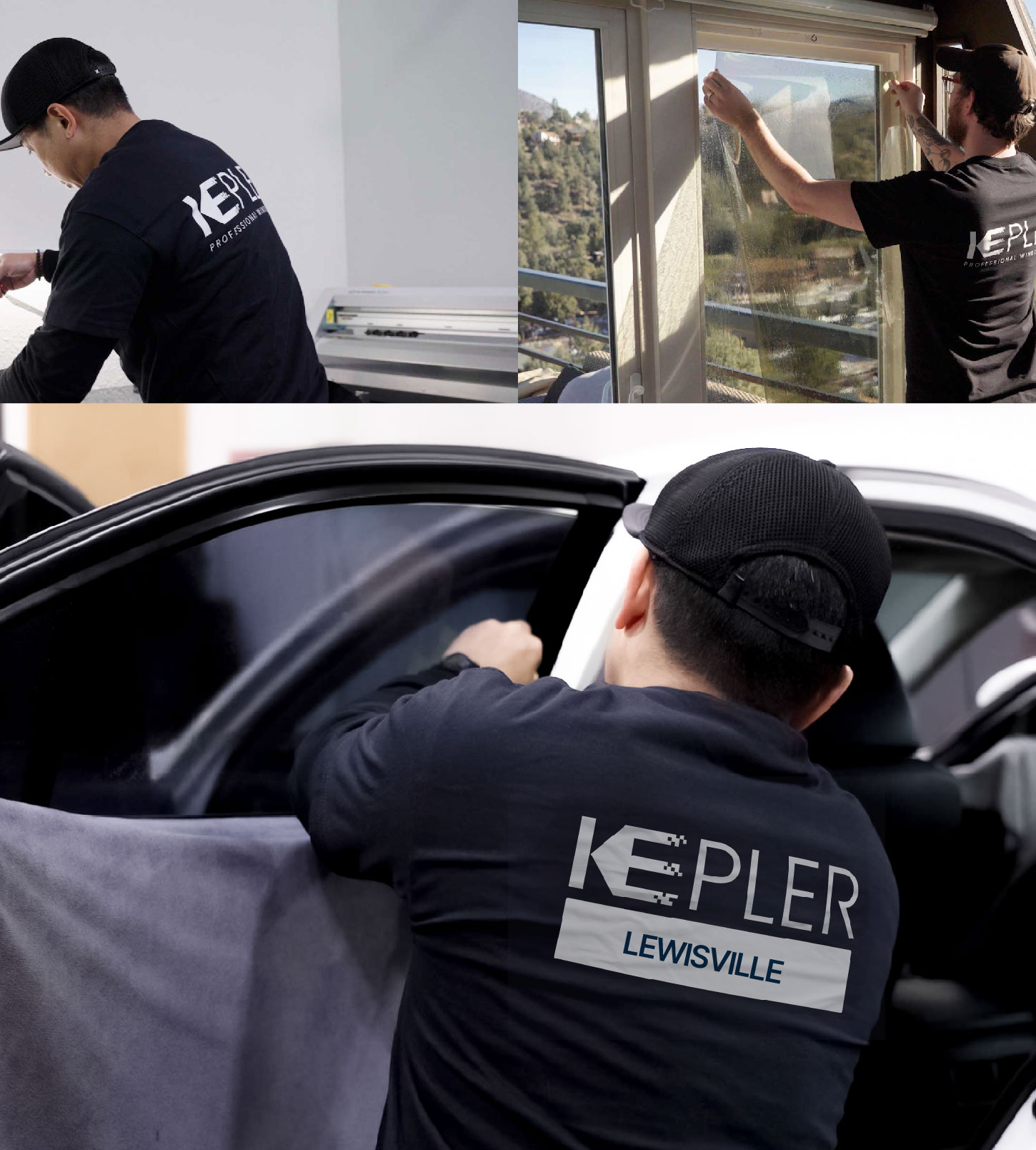 Automotive Window Tinting Expert Applying Film in Lewisville, Texas