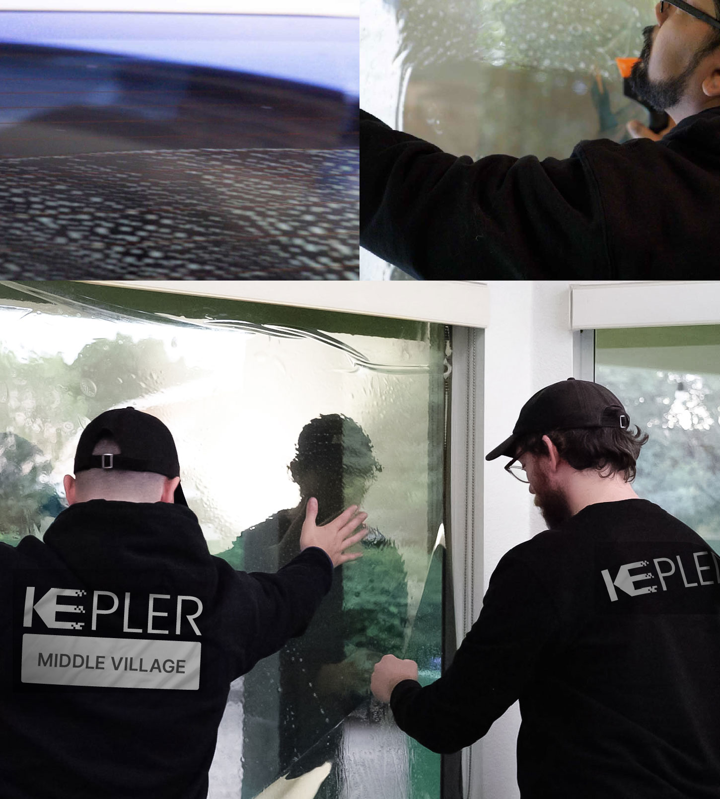 Kepler Technician Installing Ceramic Window Tint to Home in Middle Village