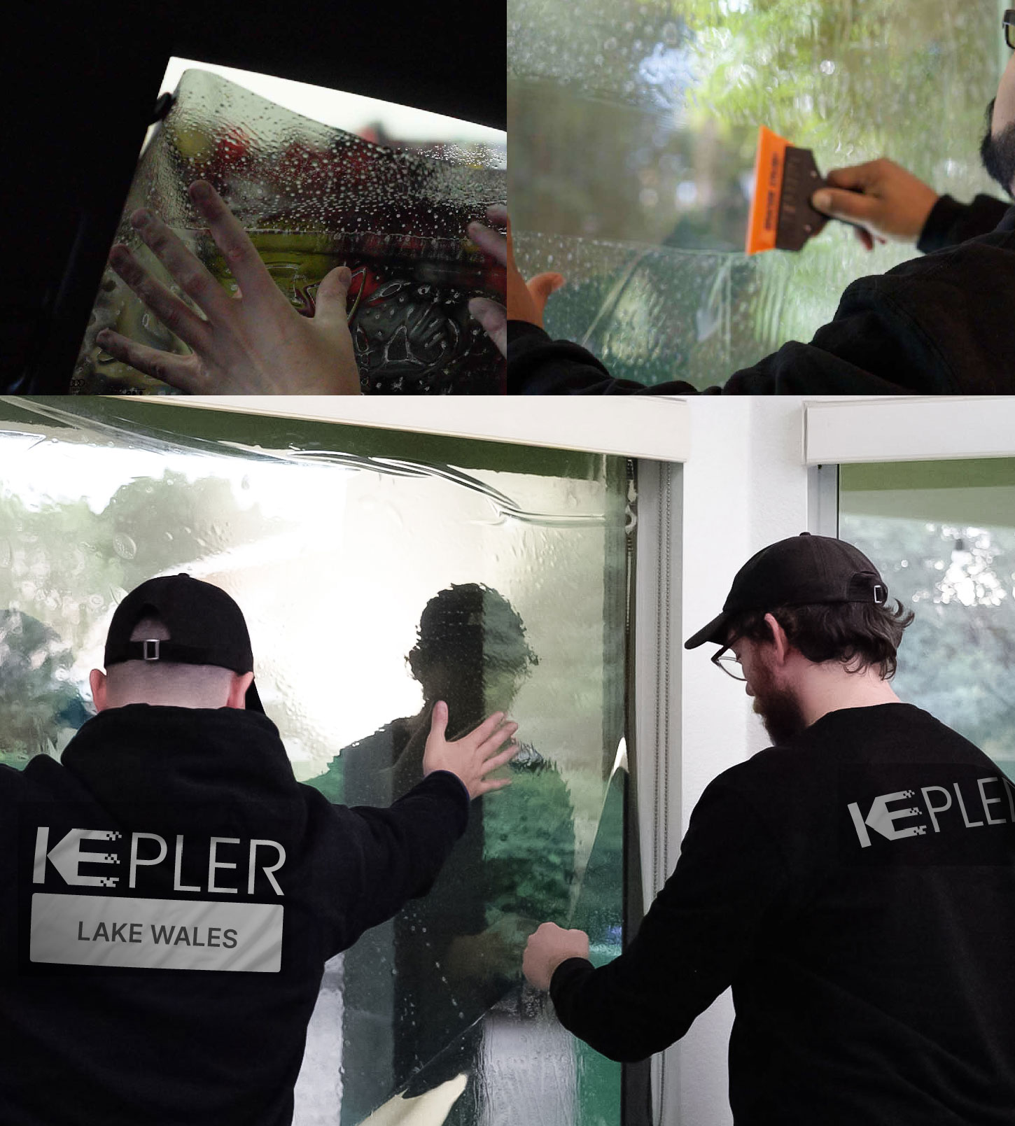 Kepler Technician Applying Ceramic Window Tint to Home in Lake Wales