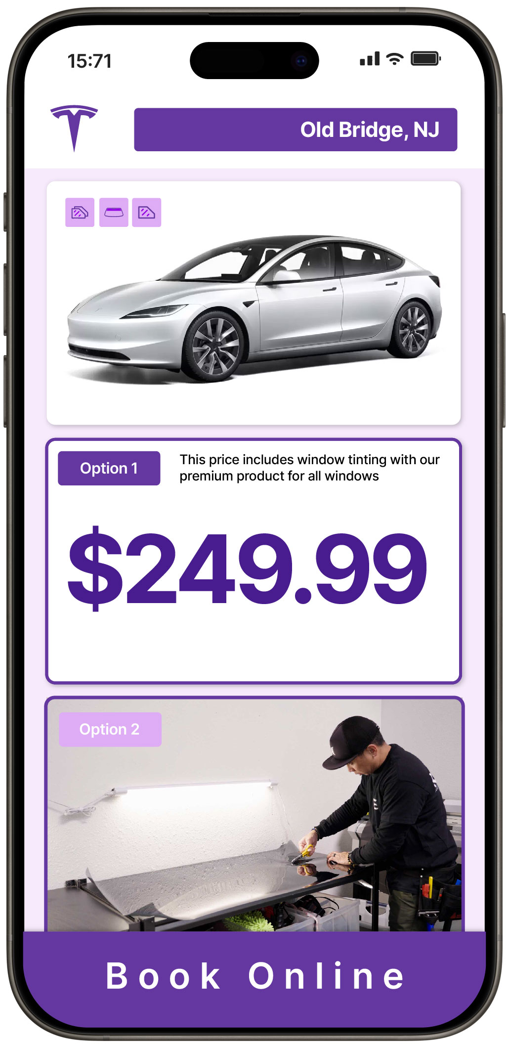 View Affordable Tesla Window Tinting Prices in Old Bridge, New Jersey