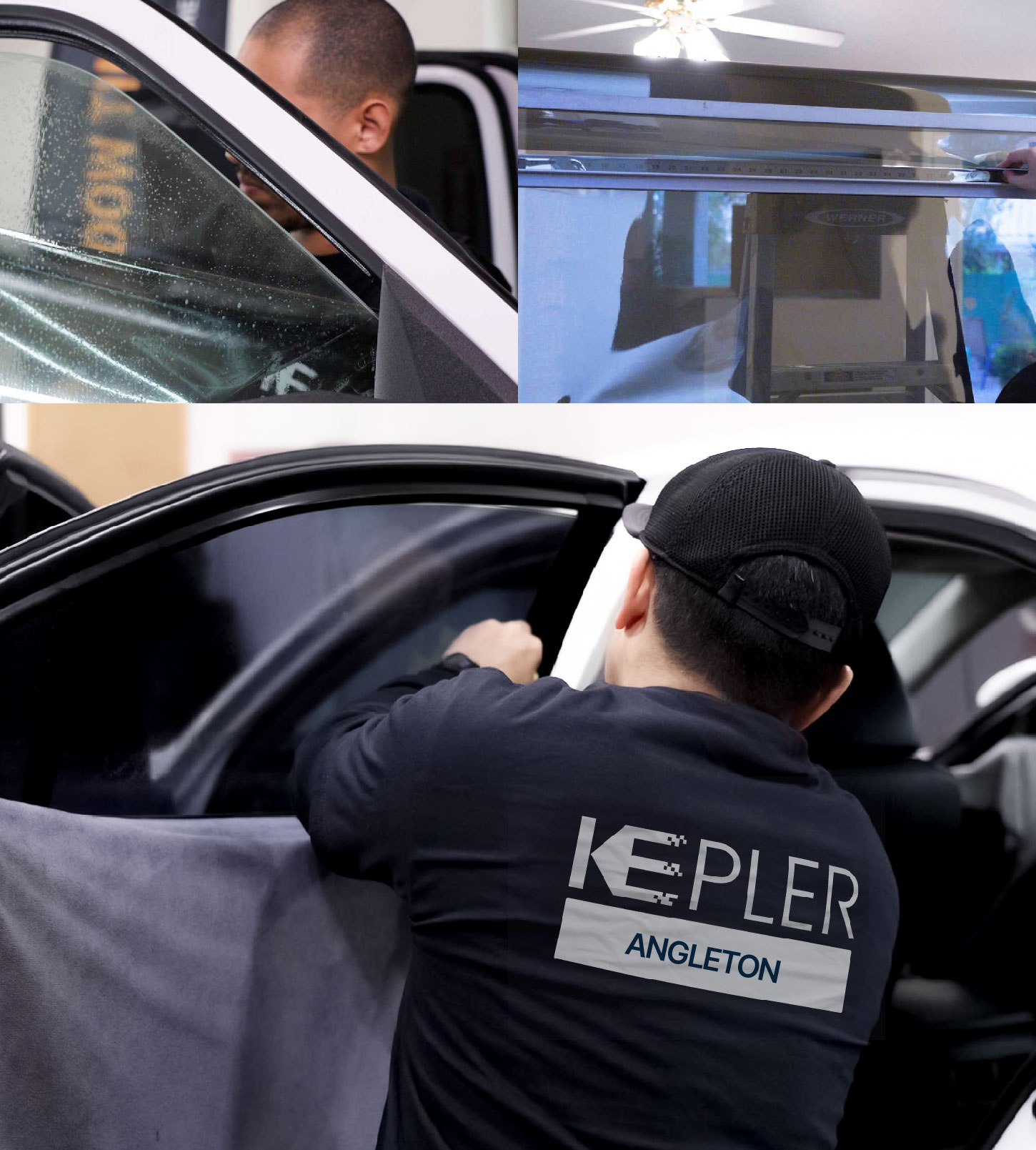 Automotive Window Tinting Expert Applying Film in Angleton, Texas