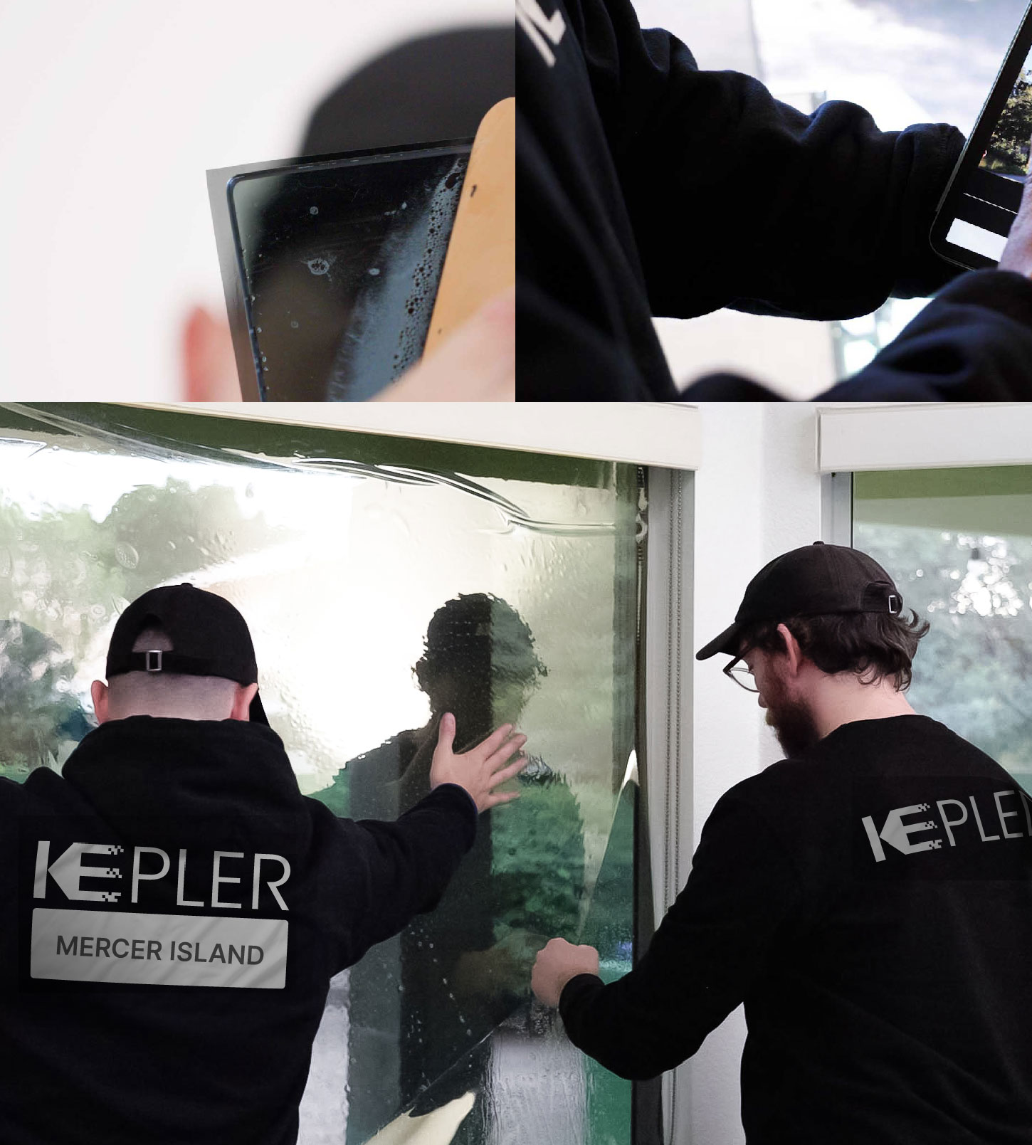 Expert Technician Applying Advanced Window Tint to Home in Mercer Island