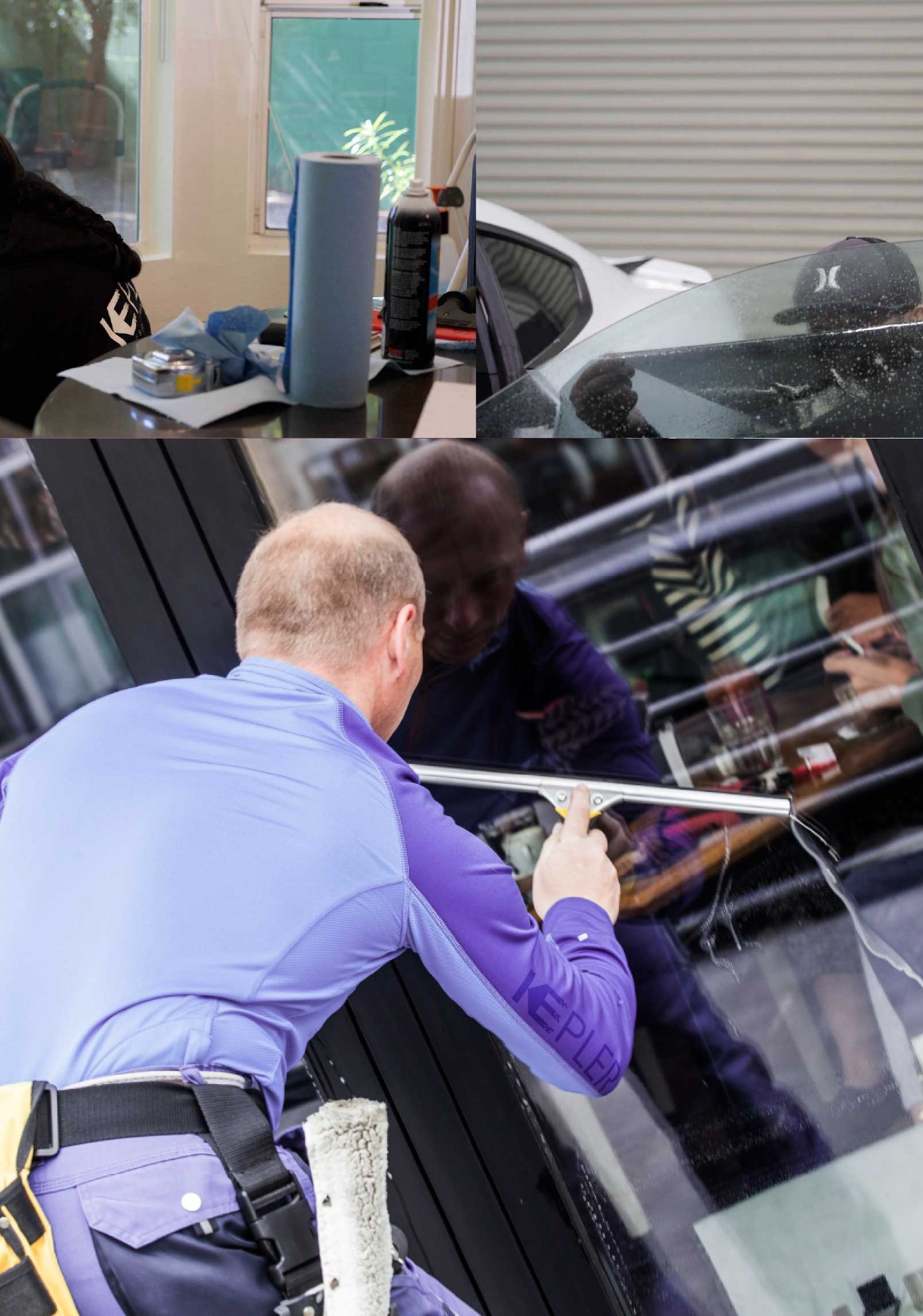 Kepler Professional Applying Anti-Graffiti Window Film to a San Juan Shop Front