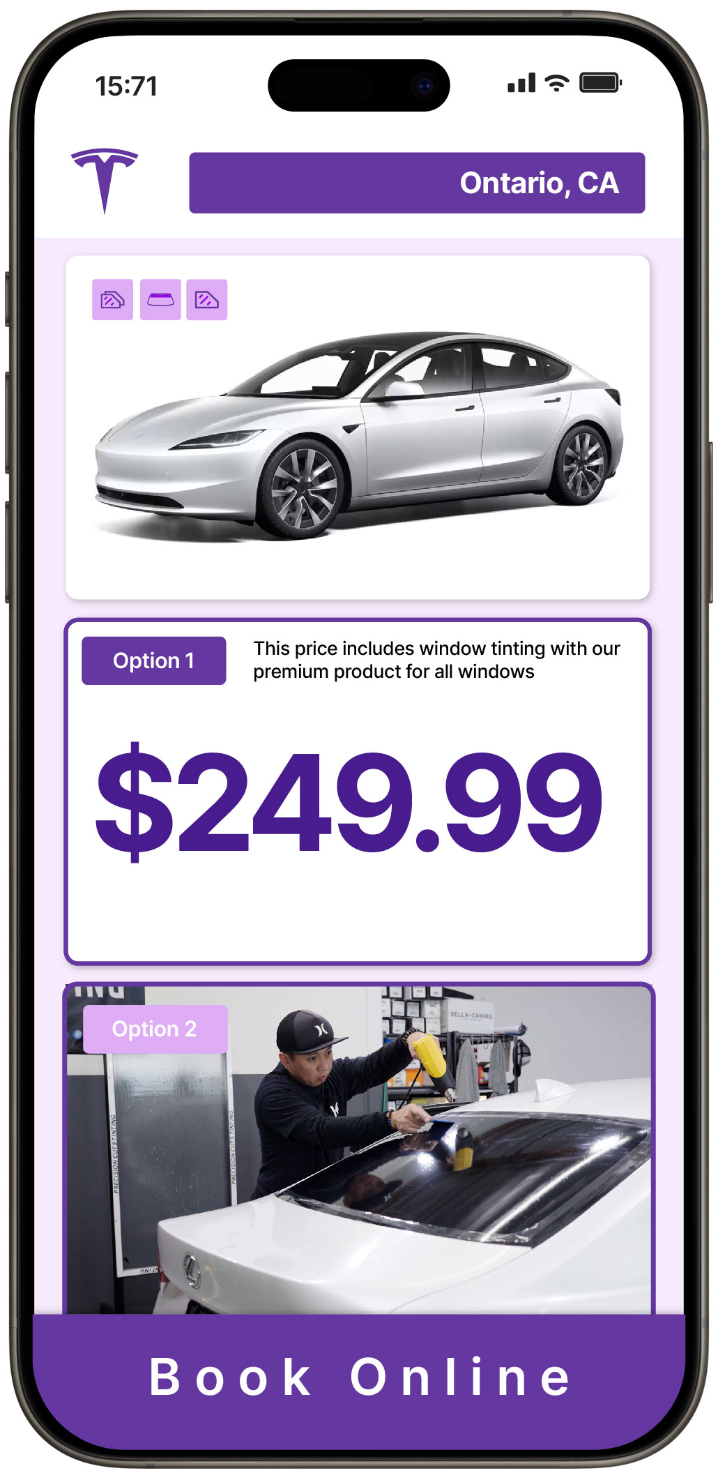 View Reasonable Tesla Window Tinting Costs in Ontario, California