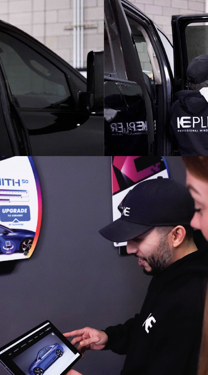 Kepler Dealer Showing Car Window Film Options to Customer in Iselin, New Jersey
