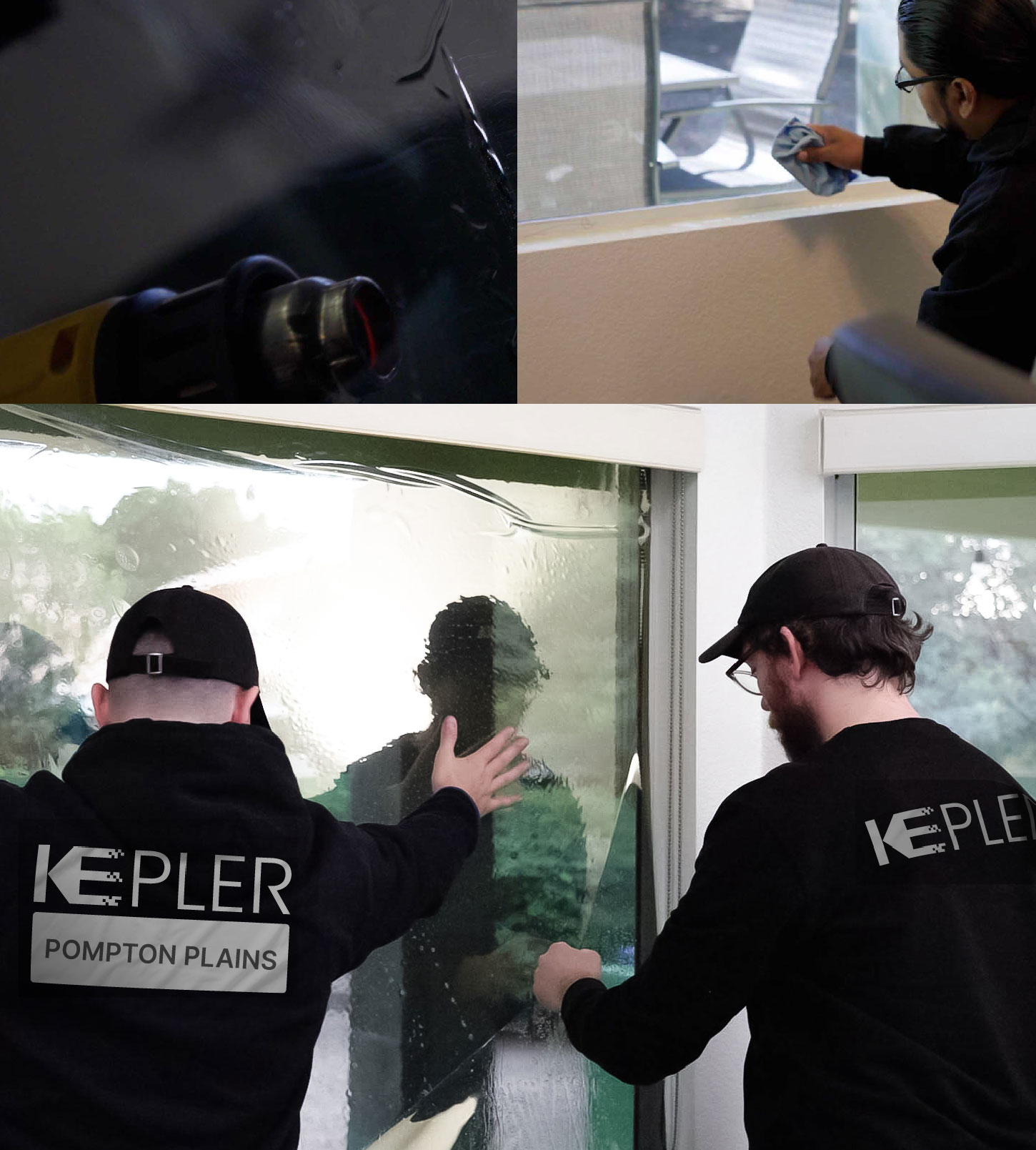 Expert Technician Applying High-tech Window Tint to Home in Pompton Plains