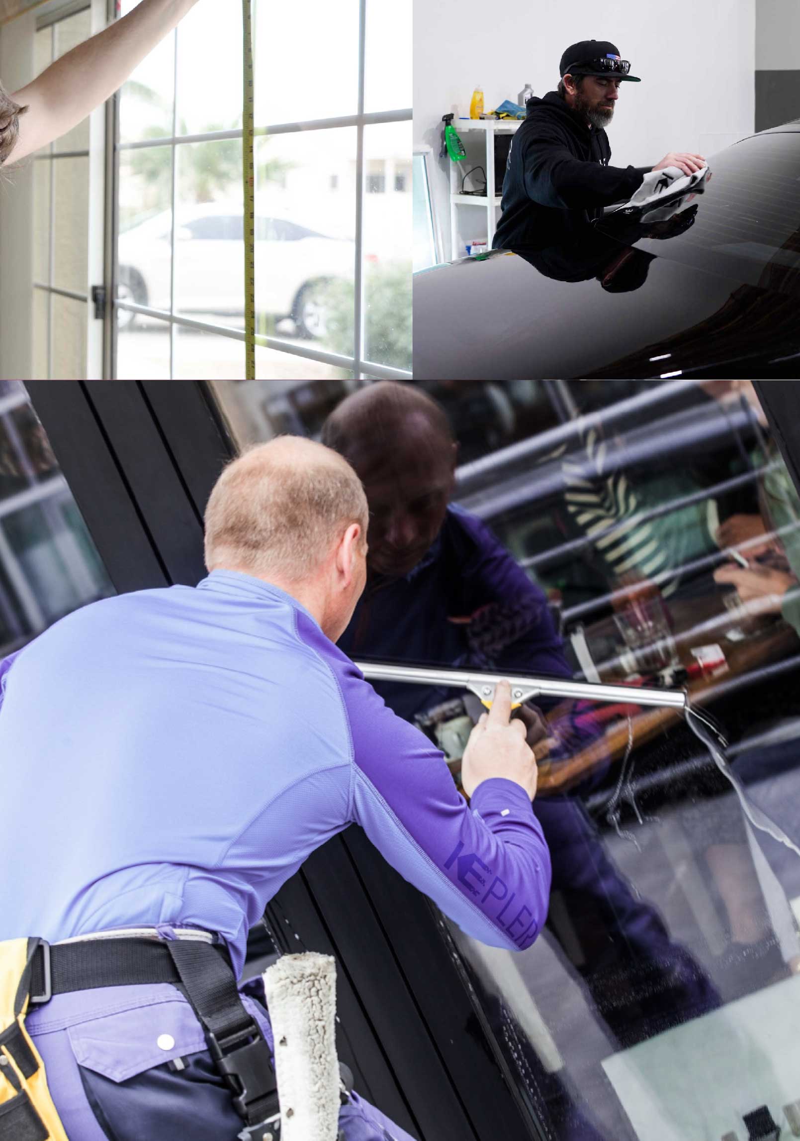 Kepler Skilled Applying Anti-Graffiti Window Film to a Lake Saint Louis Shop Front
