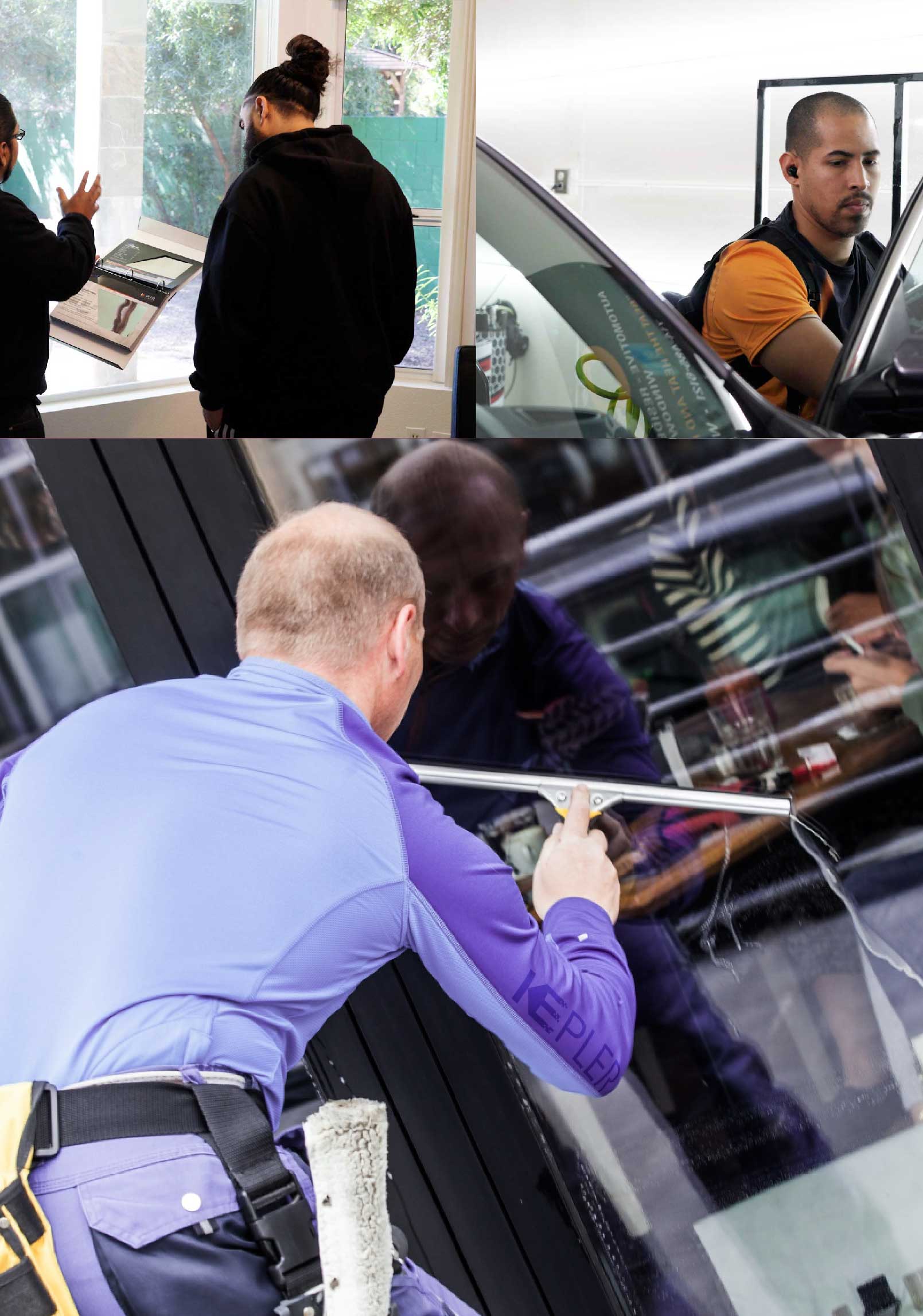 Kepler Expert Applying Anti-Graffiti Window Film to a Pearland Shop Front