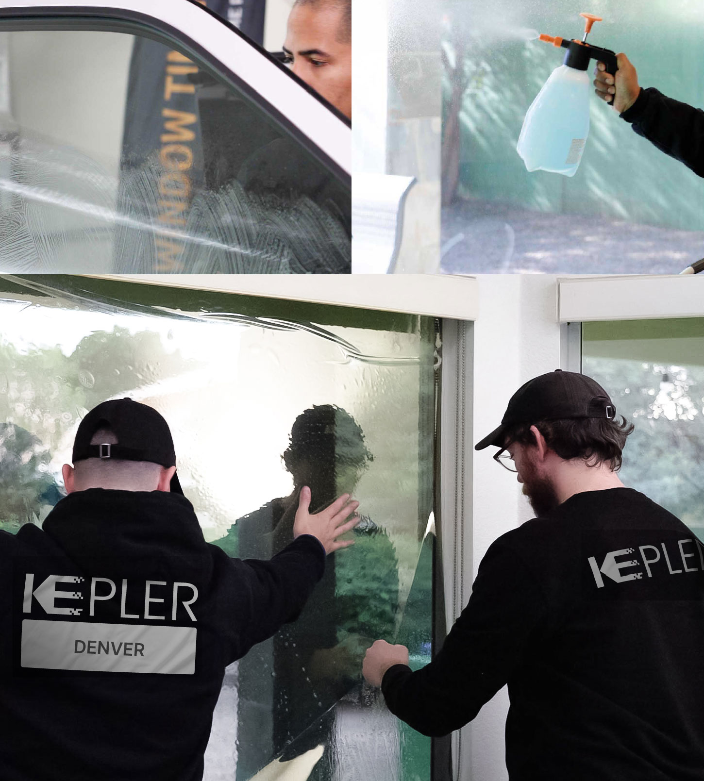 Expert Technician Fitting Advanced Window Tint to Home in Denver