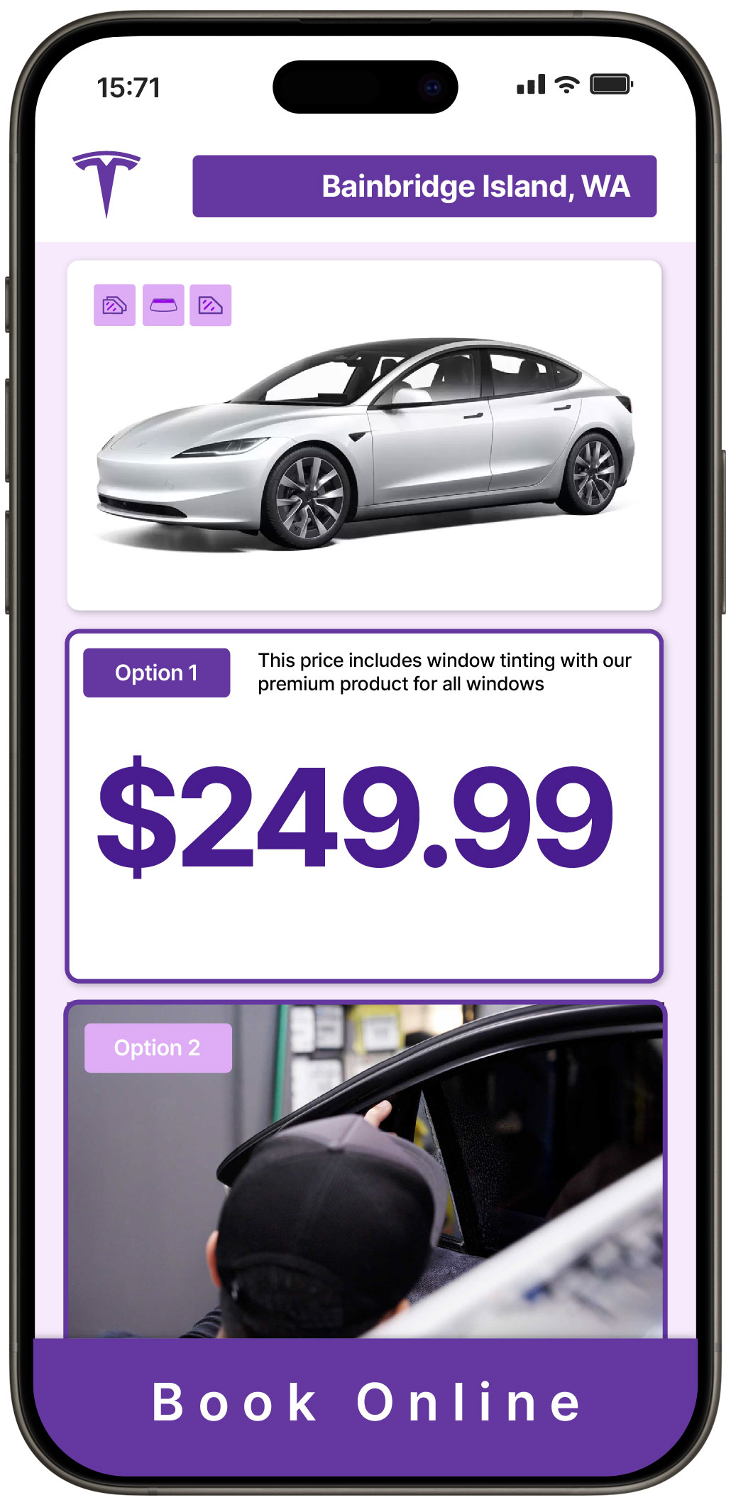 View Reasonable Tesla Window Tinting Prices in Bainbridge Island, Washington