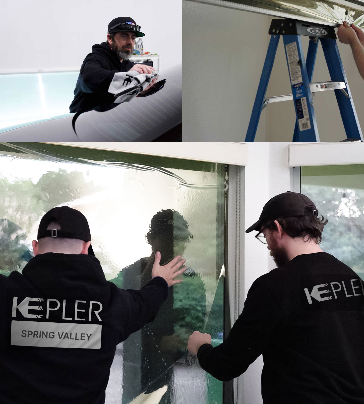 Expert Technician Applying Ceramic Window Tint to Home in Spring Valley