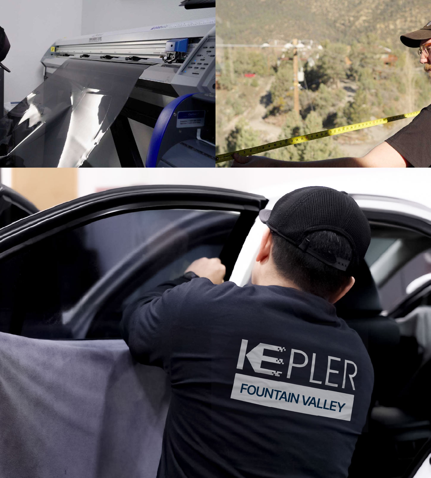 Automotive Window Tinting Expert Applying Film in Fountain Valley, California