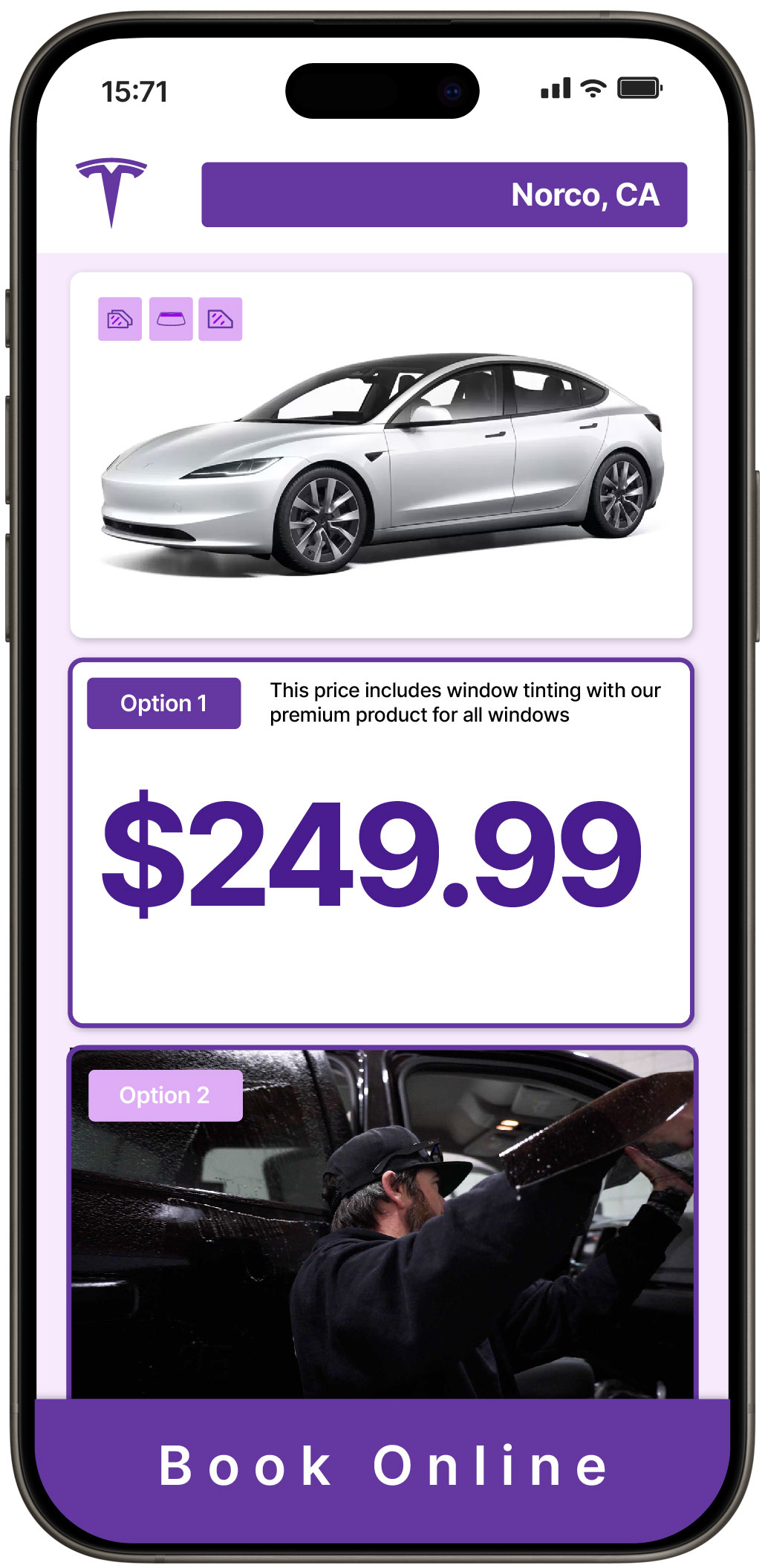 View Competitive Tesla Window Tinting Rates in Norco, California