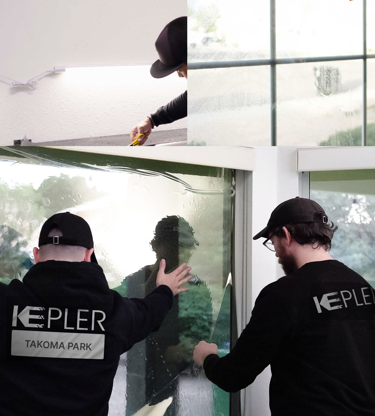 Kepler Technician Applying Ceramic Window Tint to Home in Takoma Park