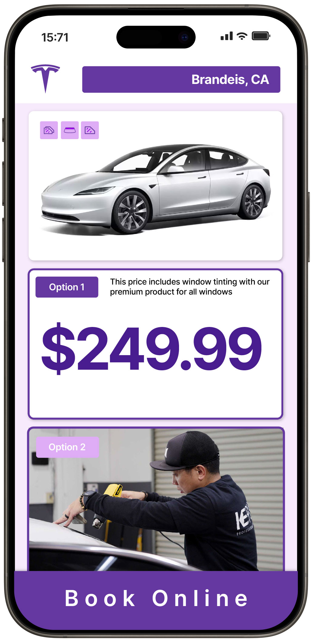 View Competitive Tesla Window Tinting Costs in Brandeis, California