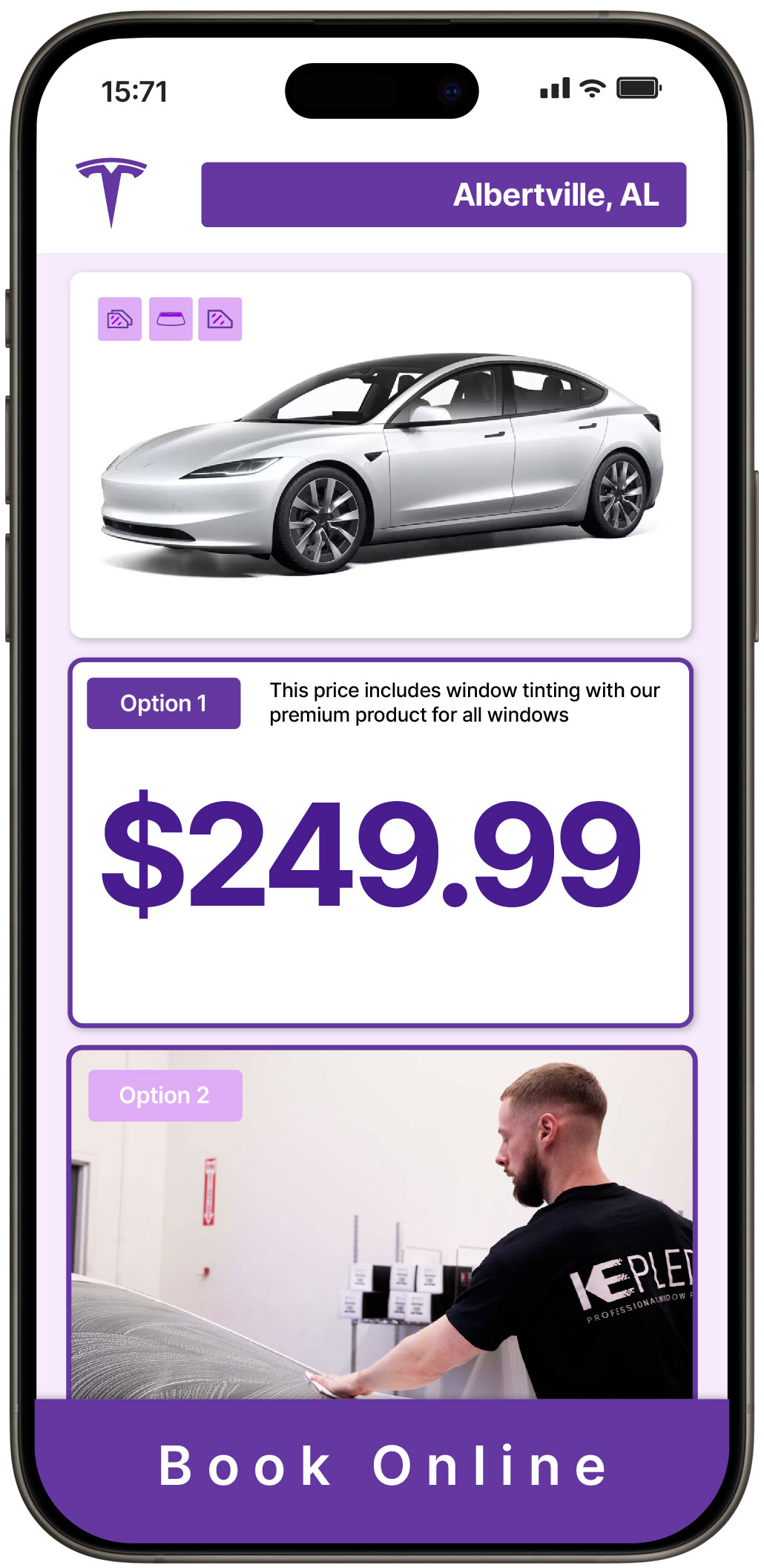 View Affordable Tesla Window Tinting Rates in Albertville, Alabama