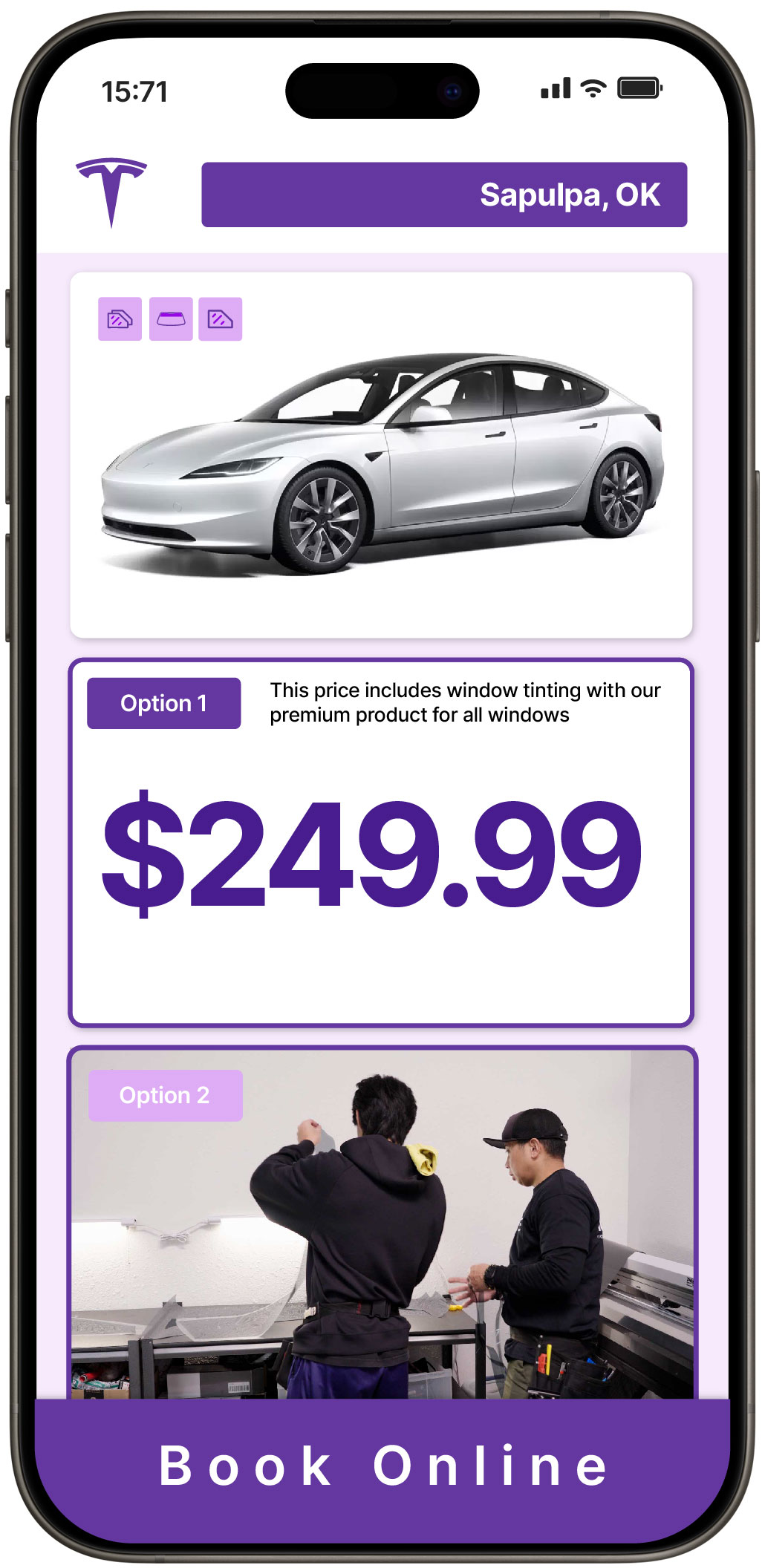 View Competitive Tesla Window Tinting Rates in Sapulpa, Oklahoma