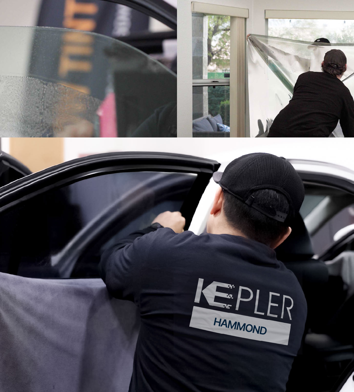 Automotive Window Tinting Expert Applying Film in Hammond, Indiana