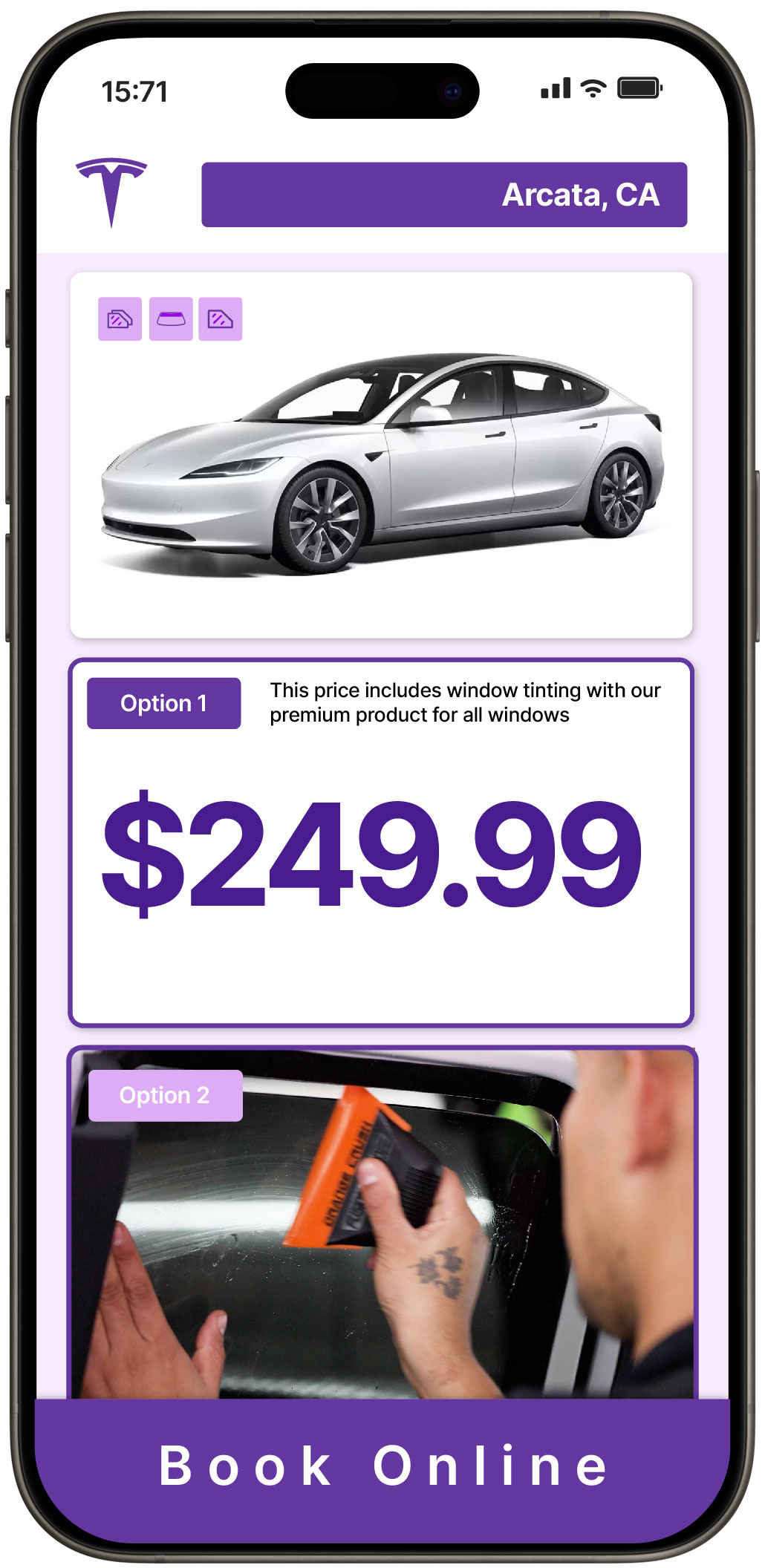 View Reasonable Tesla Window Tinting Prices in Arcata, California