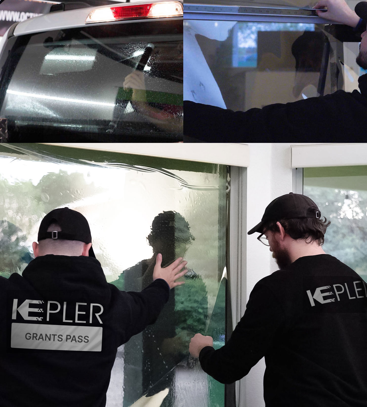 Expert Technician Installing Advanced Window Tint to Home in Grants Pass