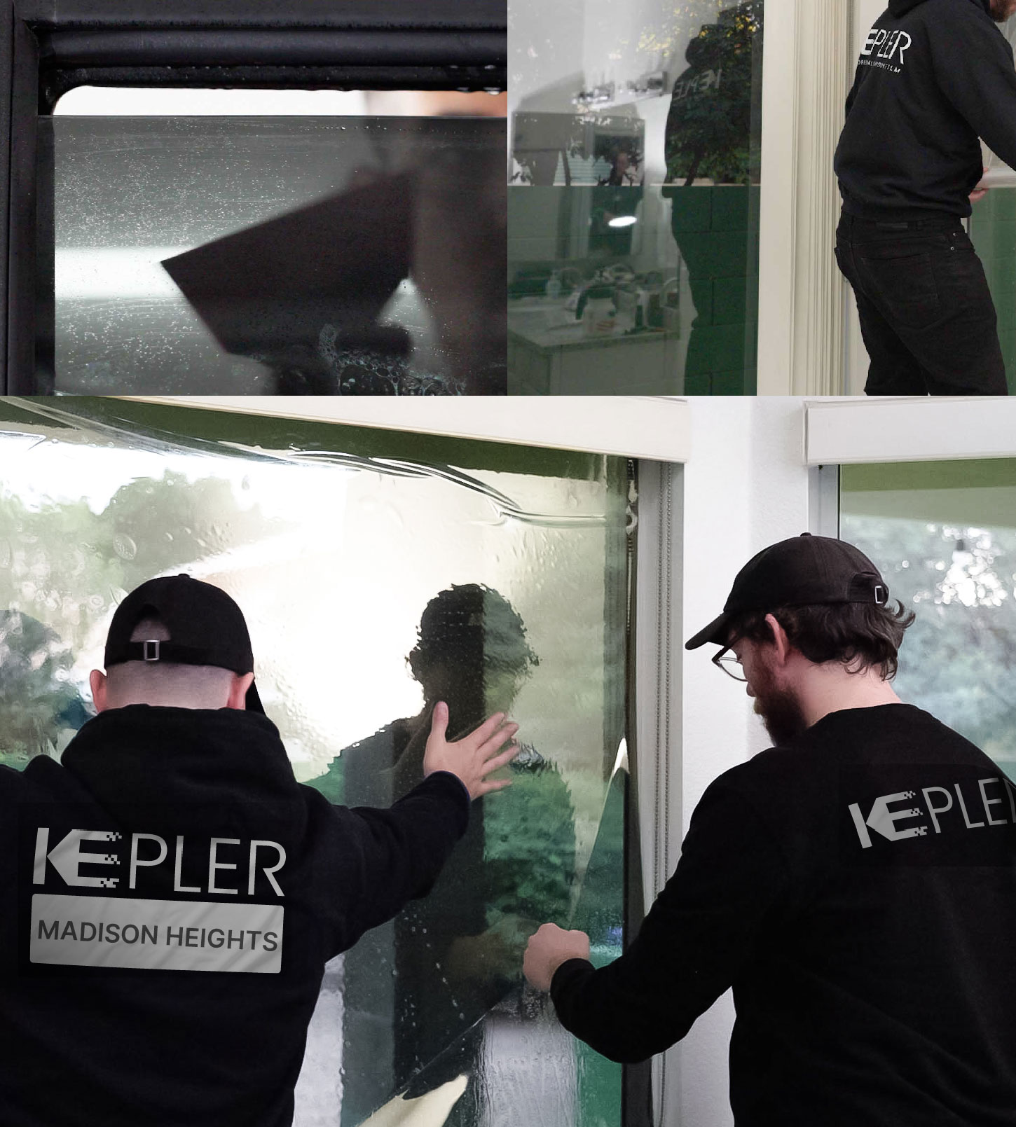 Expert Technician Fitting Ceramic Window Tint to Home in Madison Heights