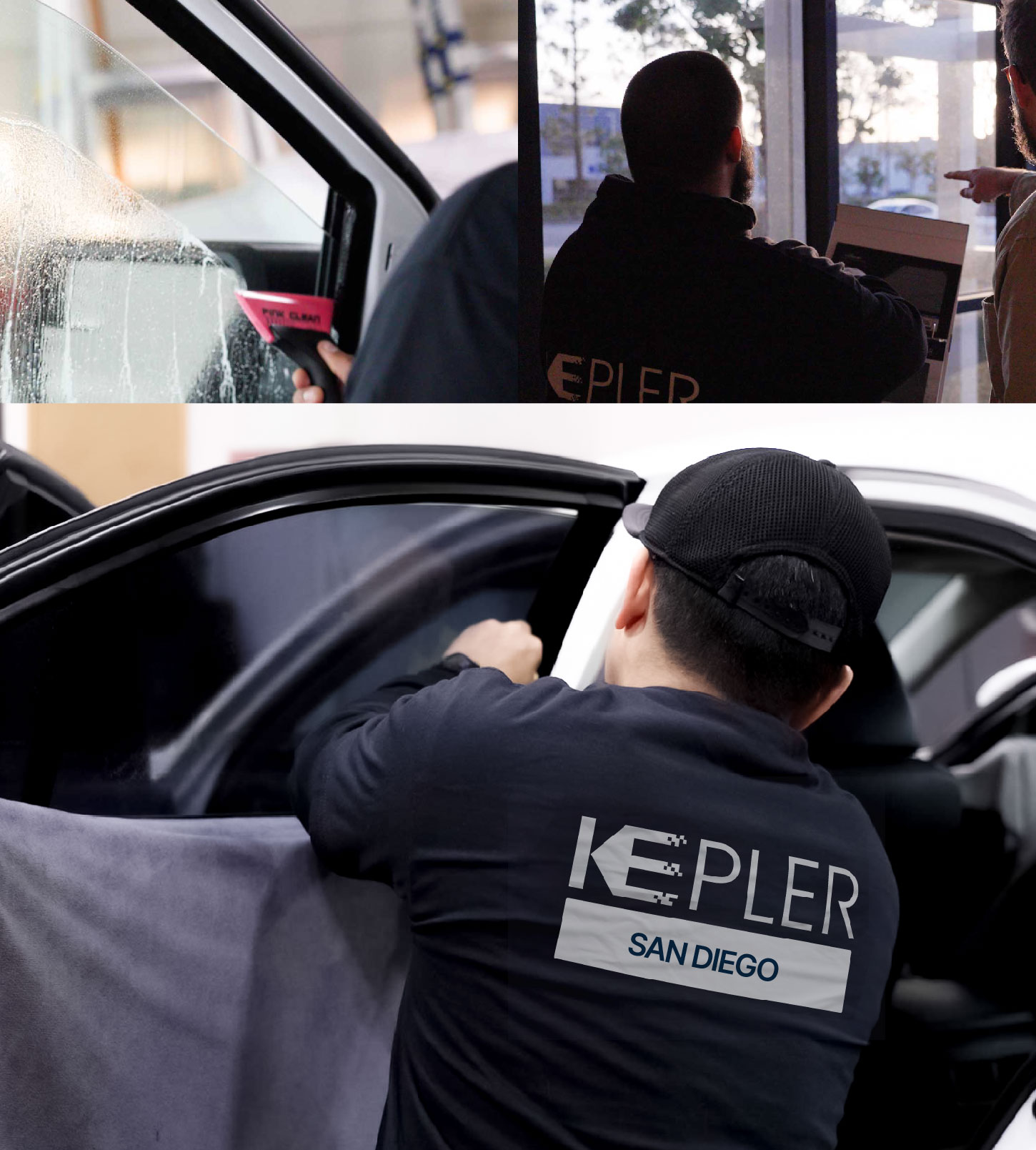 Automotive Window Tinting Expert Applying Film in San Diego, California