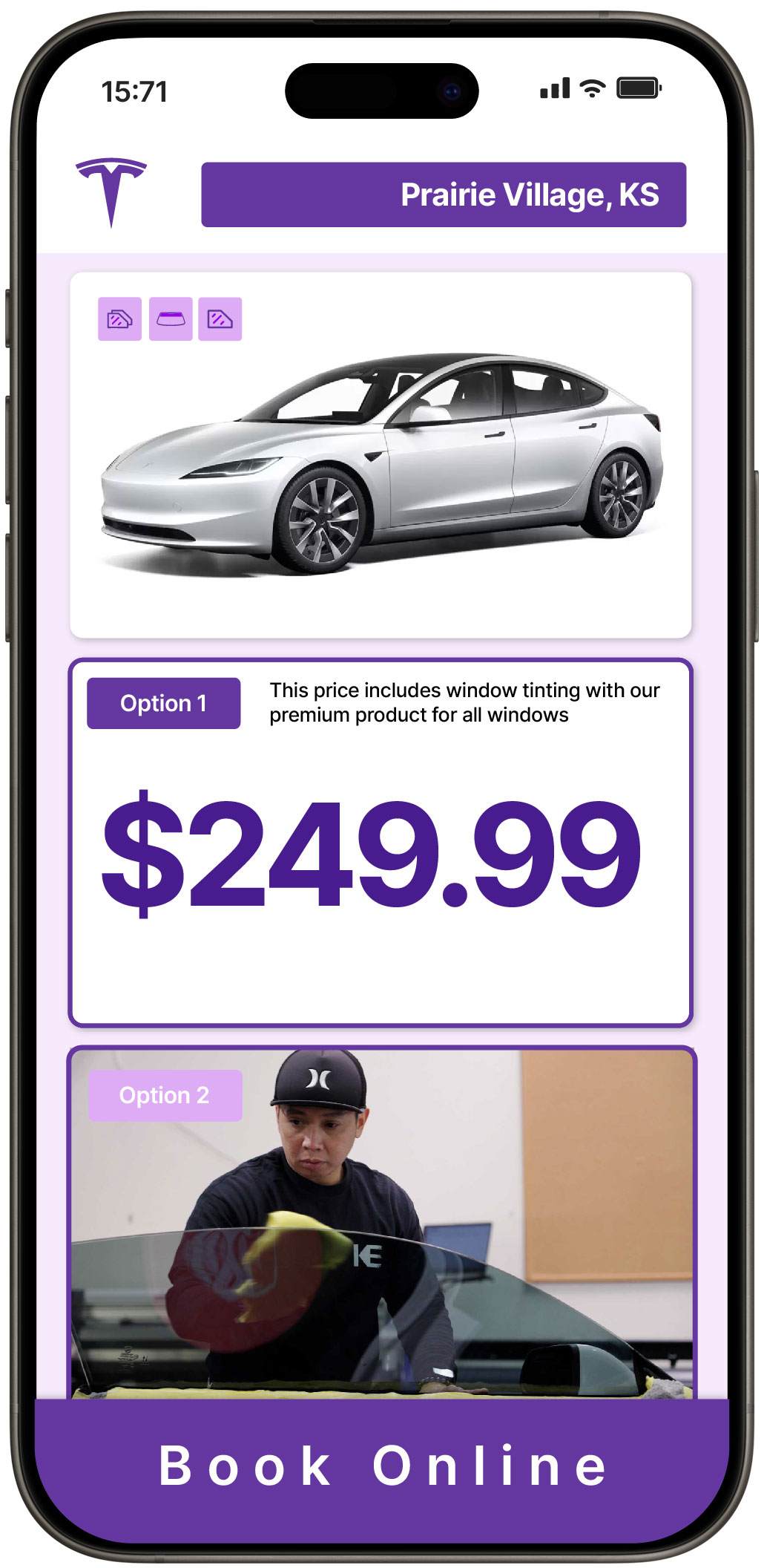 View Affordable Tesla Window Tinting Prices in Prairie Village, Kansas