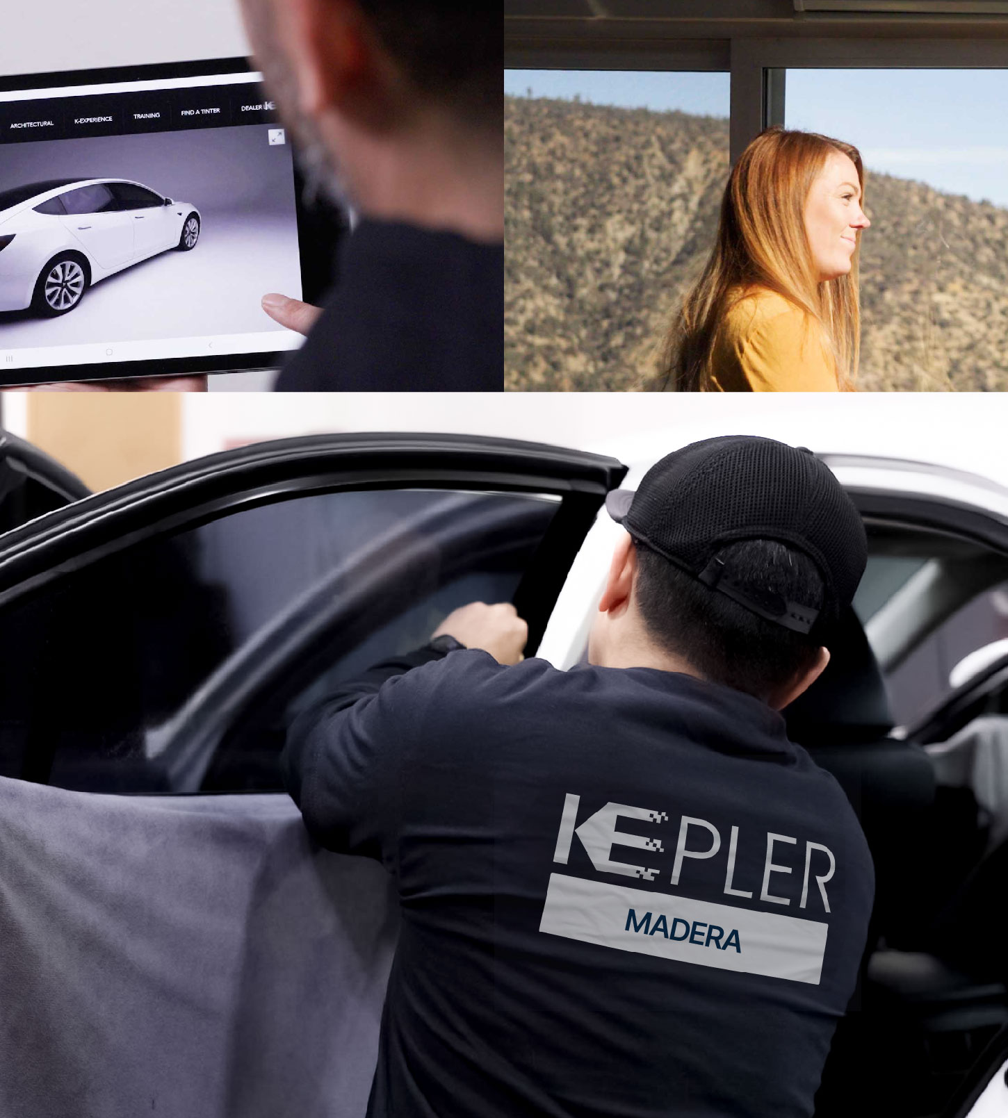 Automotive Window Tinting Expert Applying Film in Madera, California