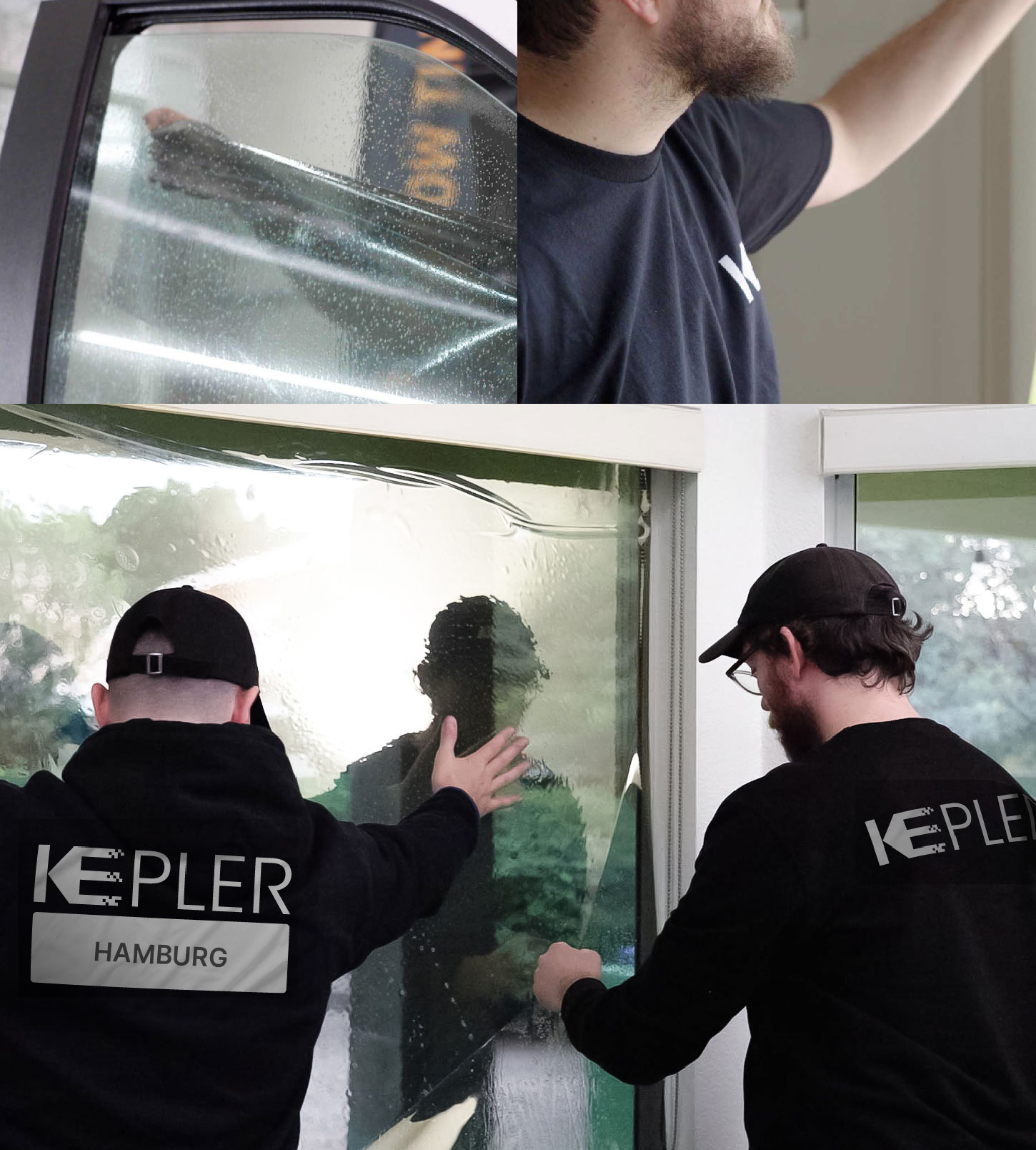 Kepler Technician Fitting High-tech Window Tint to Home in Hamburg