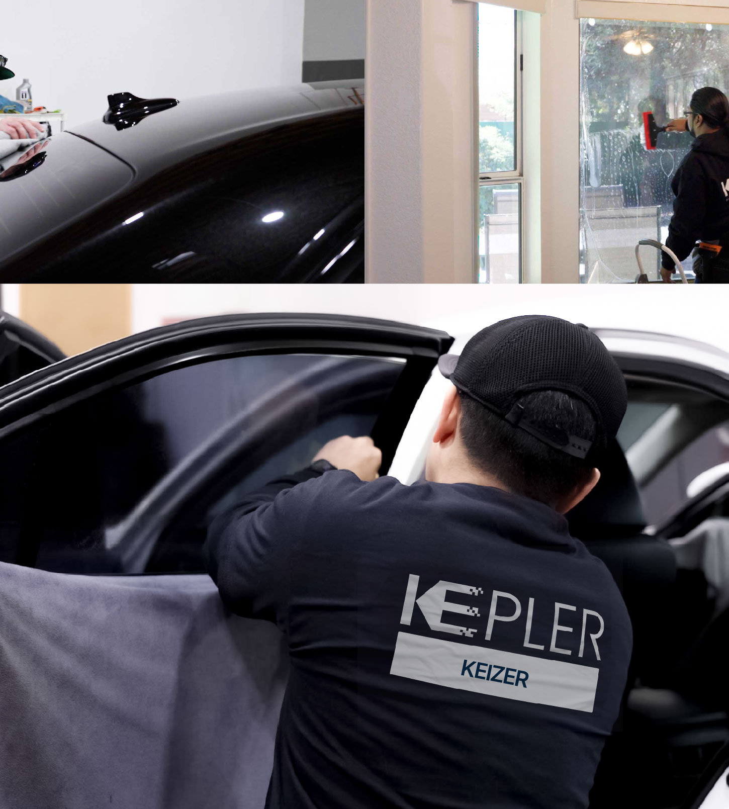 Automotive Window Tinting Expert Applying Film in Keizer, Oregon
