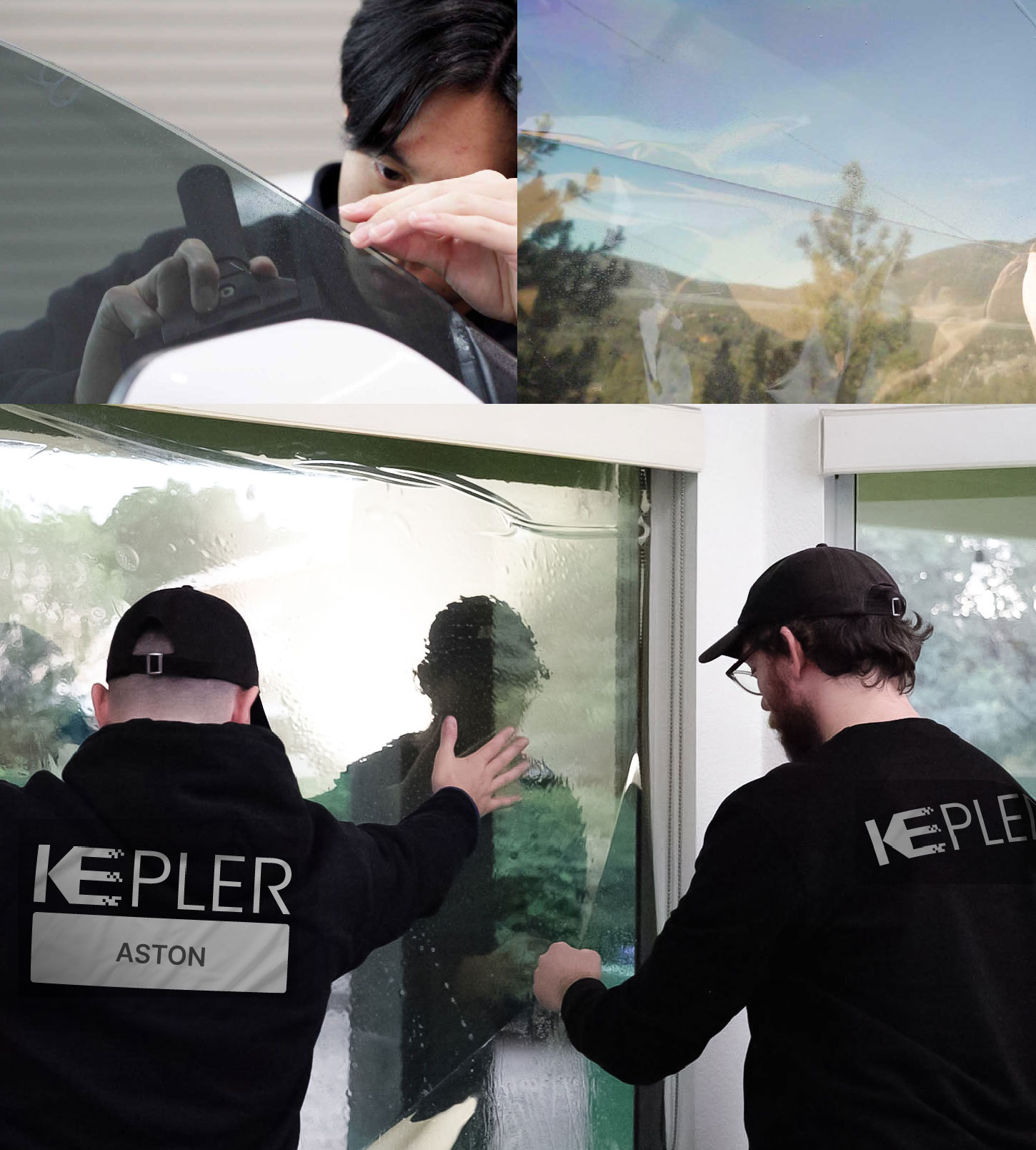 Kepler Technician Installing Ceramic Window Tint to Home in Aston