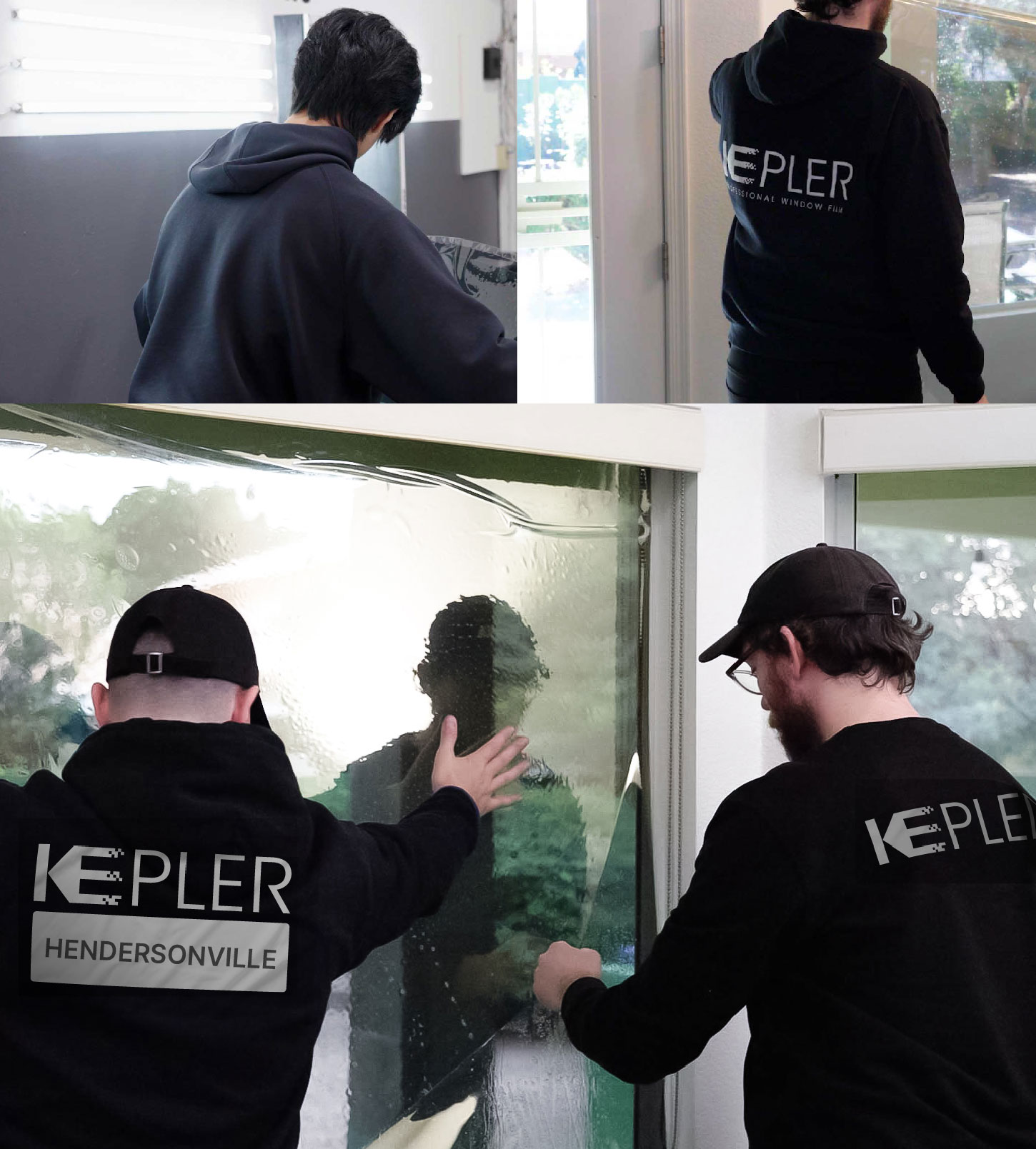 Kepler Technician Installing High-tech Window Tint to Home in Hendersonville