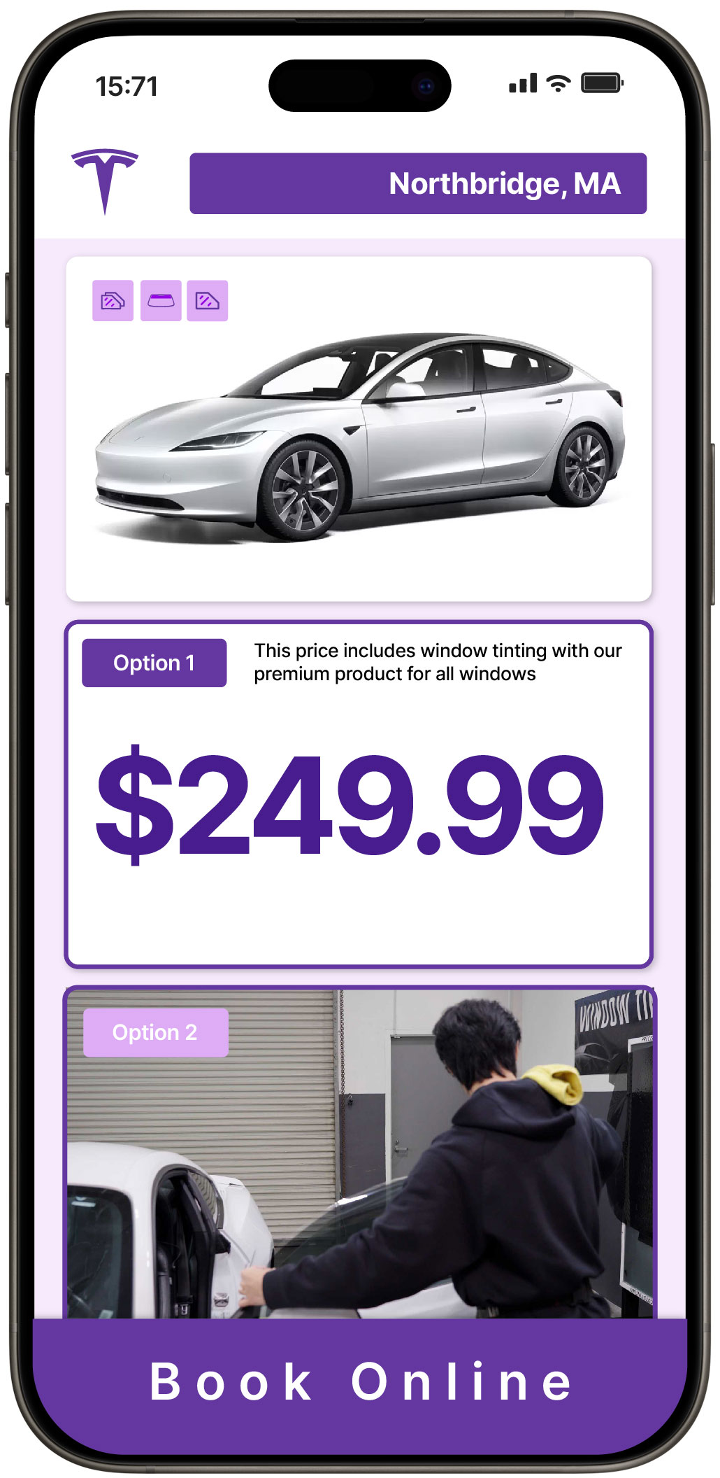 View Competitive Tesla Window Tinting Costs in Northbridge, Massachusetts