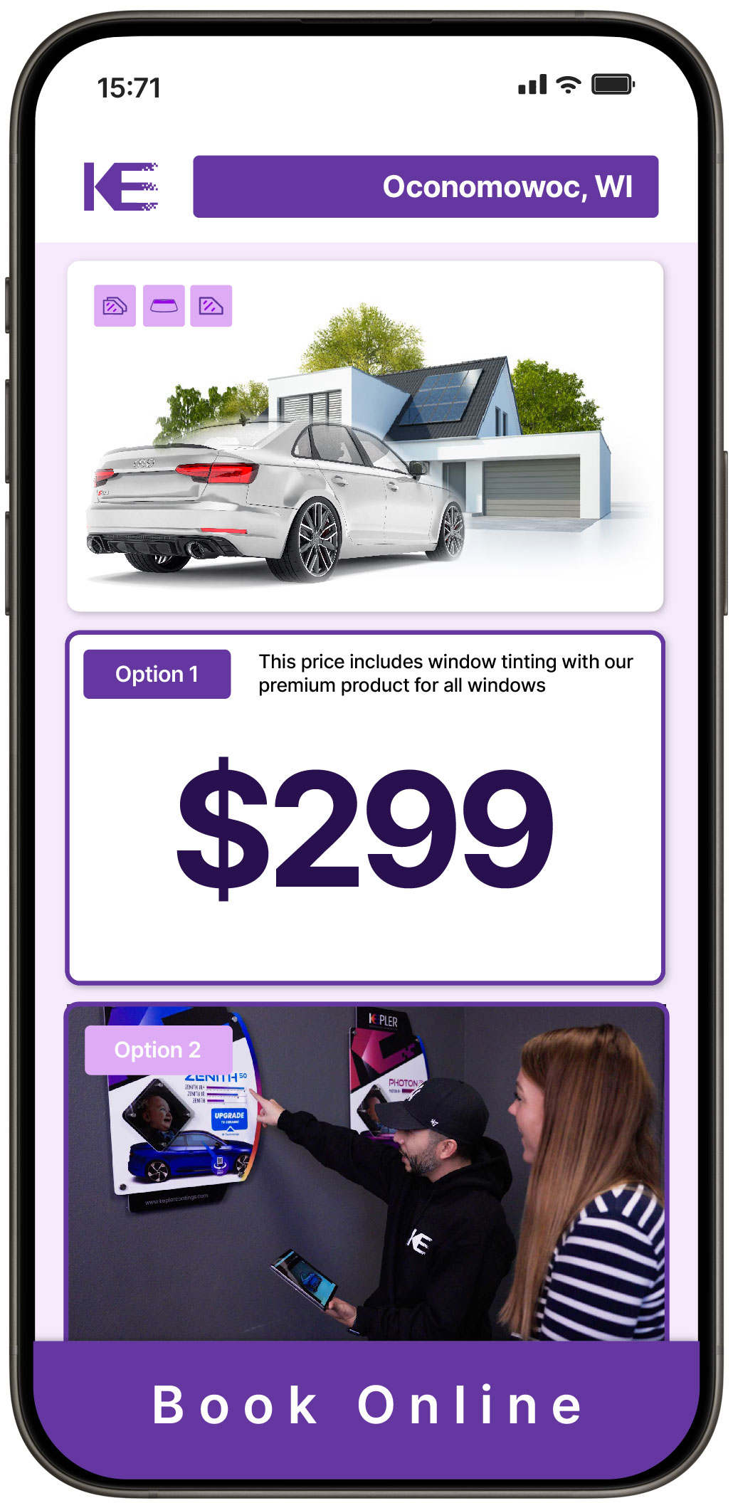 View Competitive Tesla Window Tinting Rates in Caledonia, Wisconsin