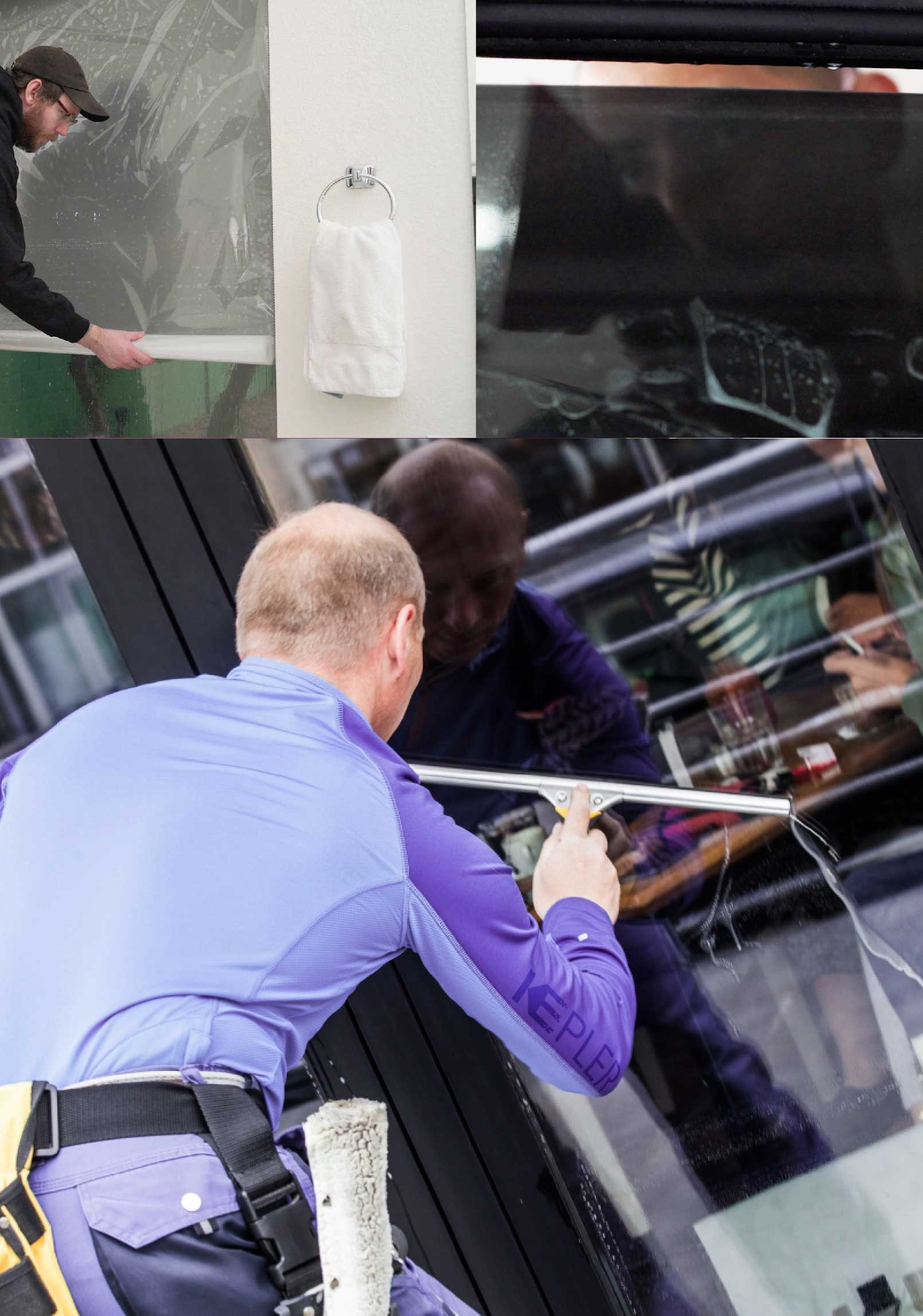 Kepler Expert Applying Anti-Graffiti Window Film to a Texarkana Shop Front