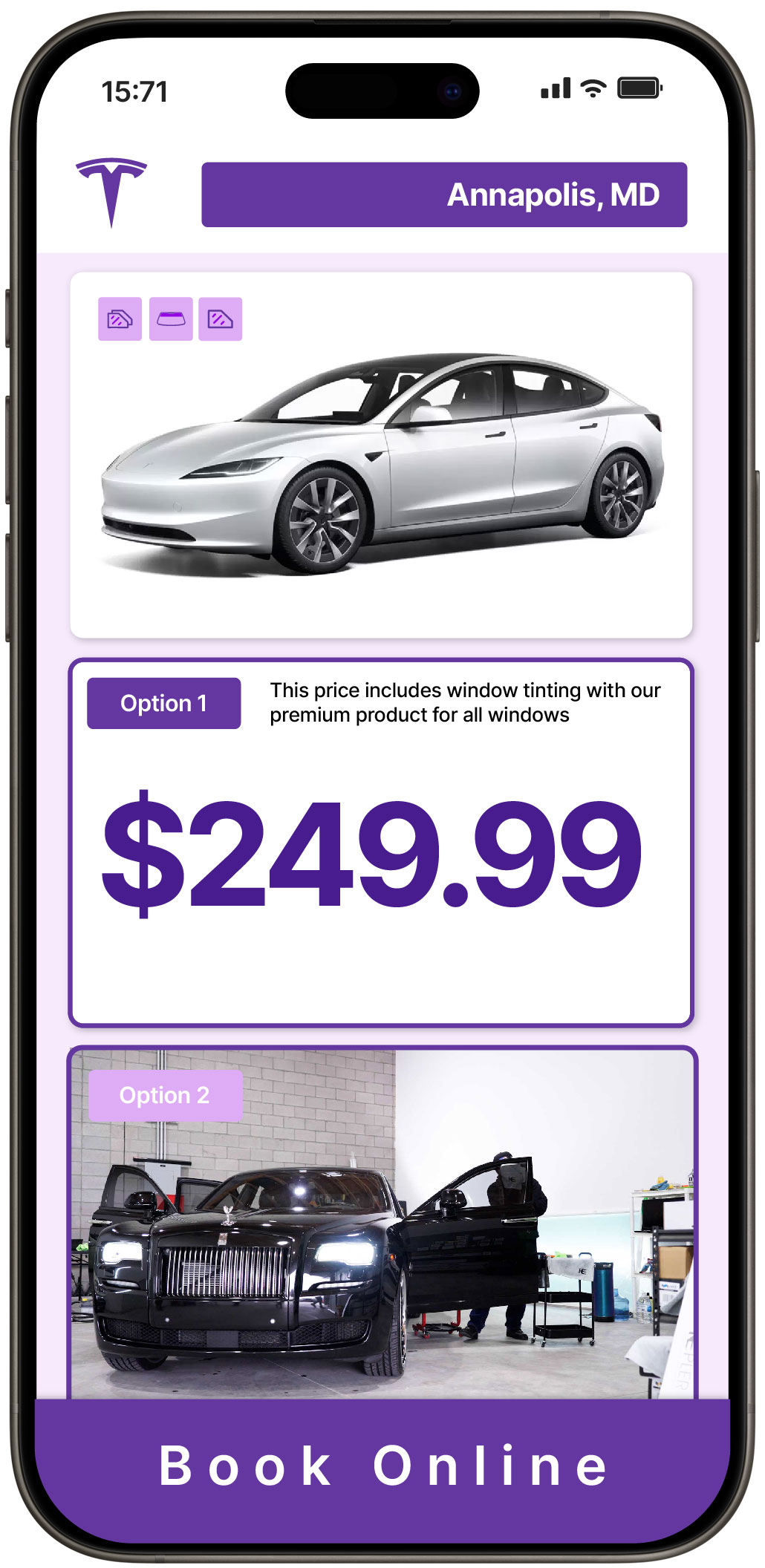 View Reasonable Tesla Window Tinting Prices in Annapolis, Maryland