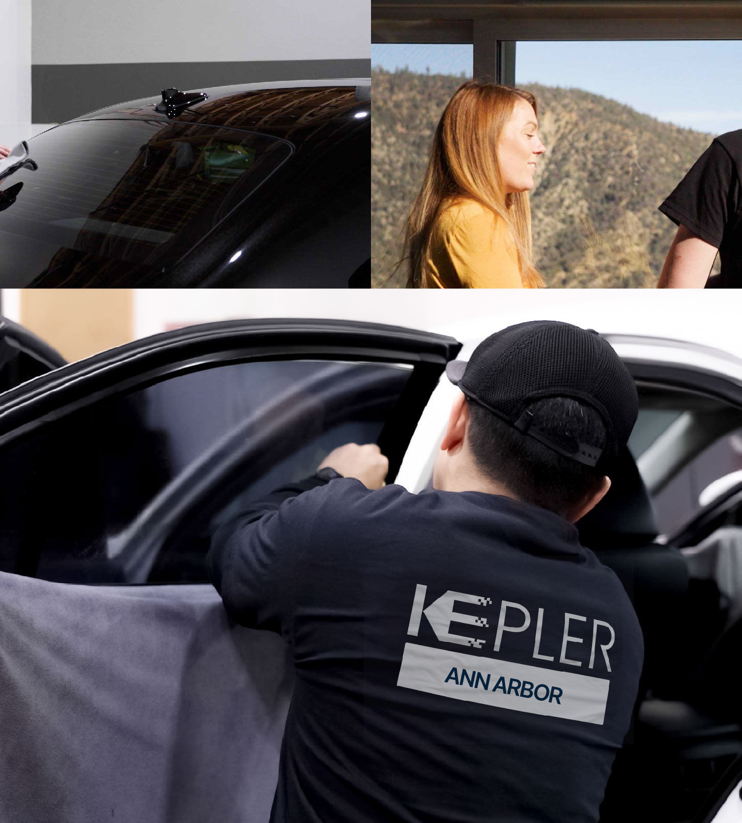 Automotive Window Tinting Expert Applying Film in Ann Arbor, Michigan