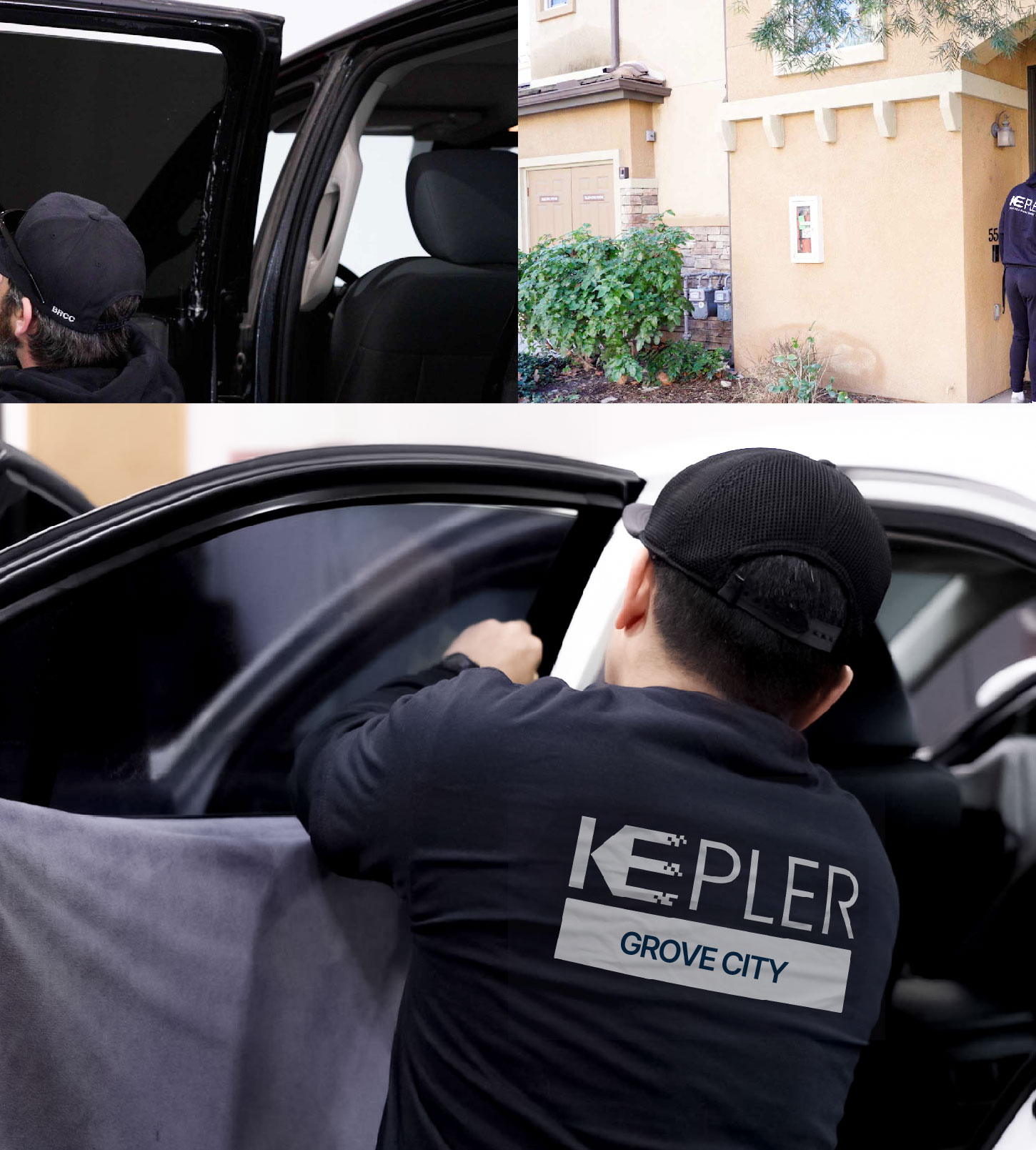 Automotive Window Tinting Expert Applying Film in Grove City, Ohio