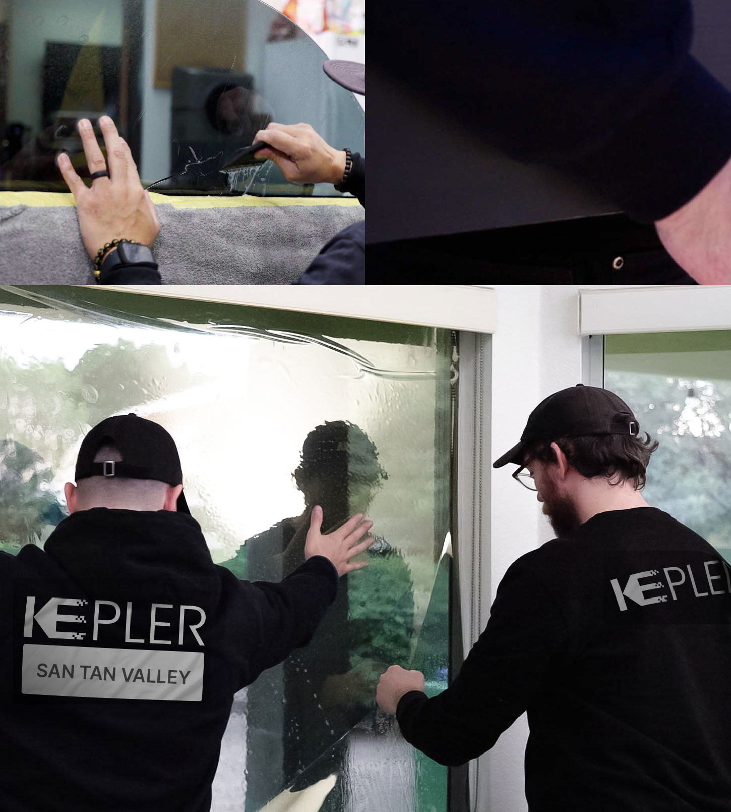 Expert Technician Applying Advanced Window Tint to Home in San Tan Valley