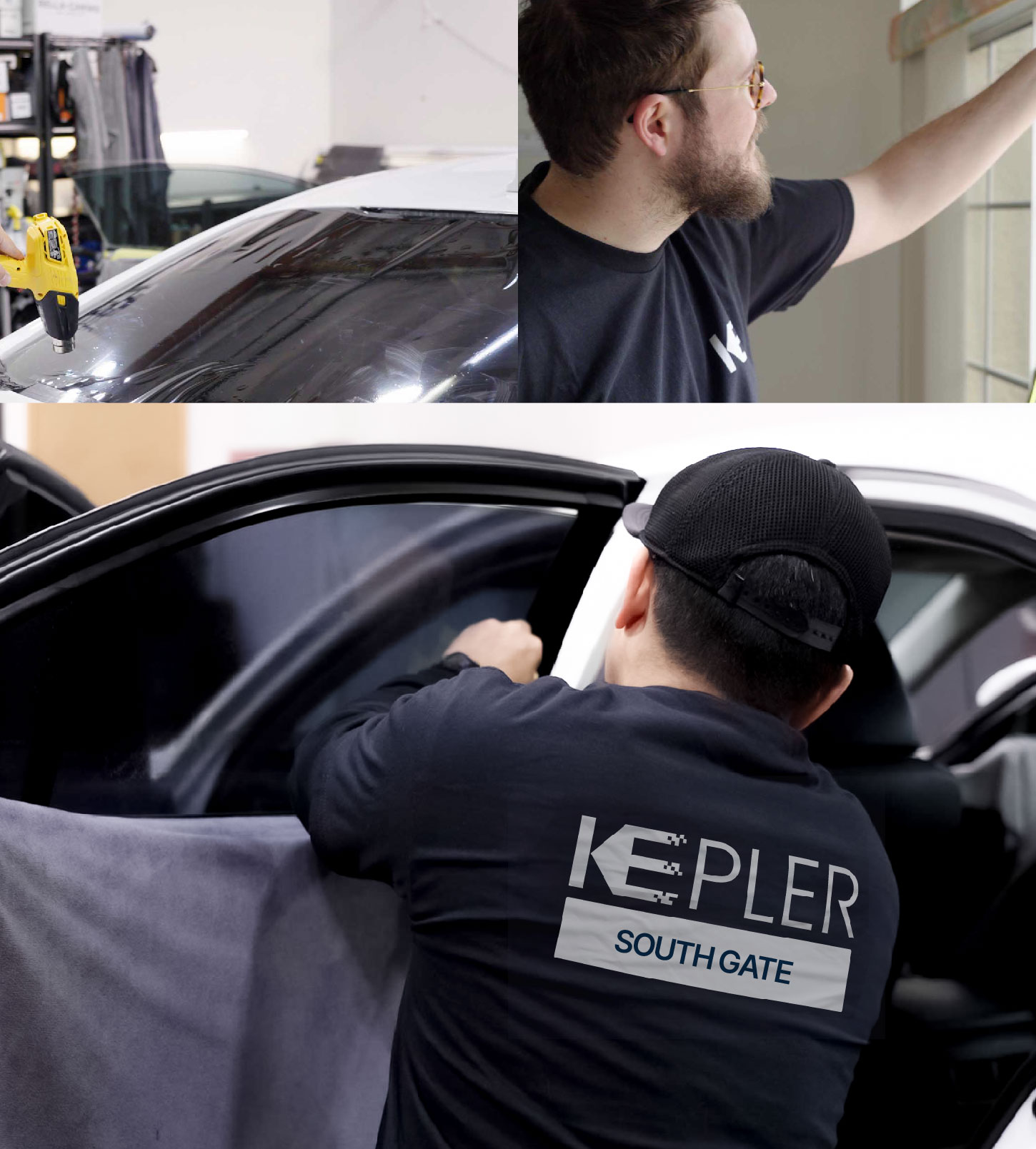 Automotive Window Tinting Expert Applying Film in South Gate, California