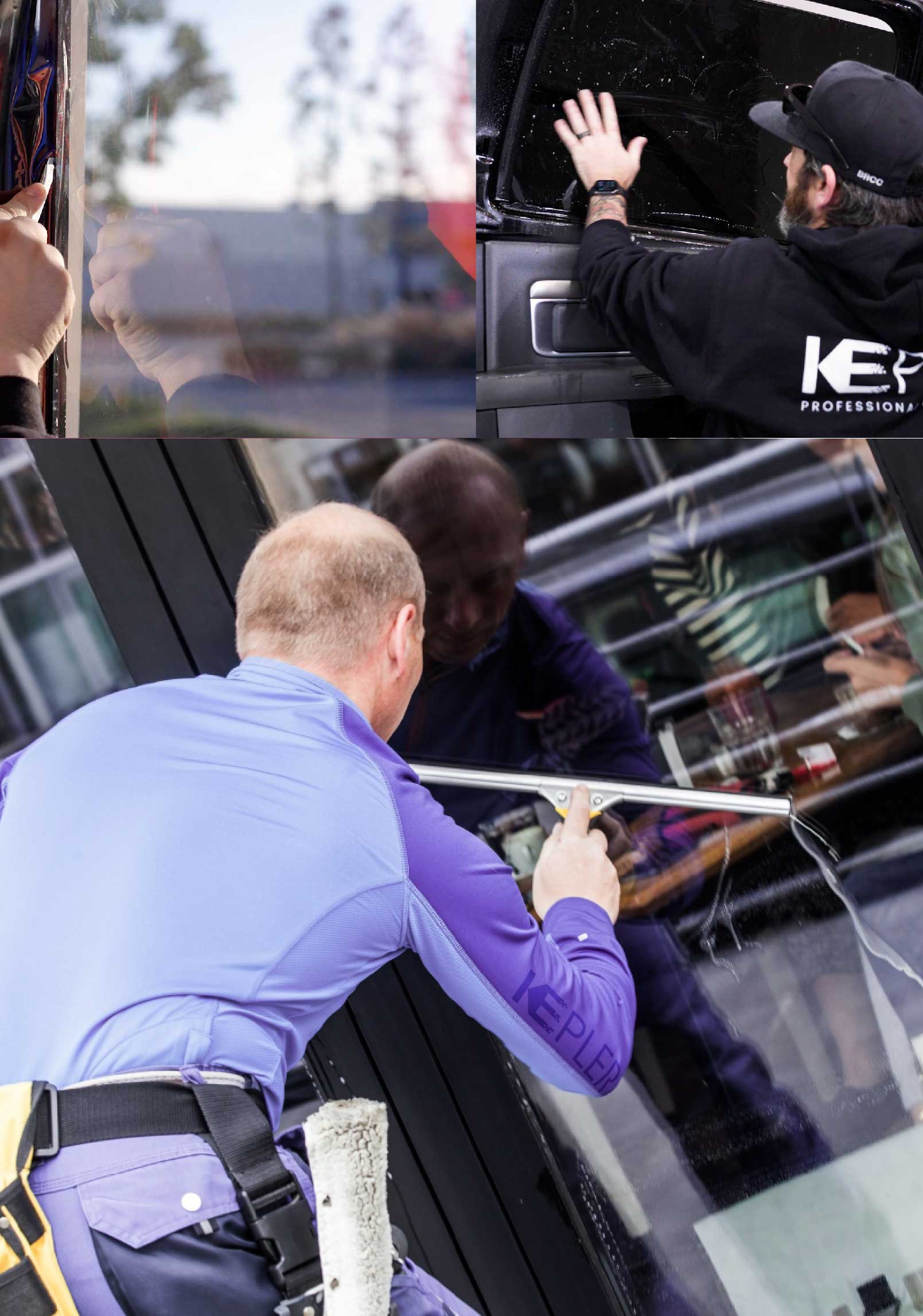 Kepler Professional Applying Anti-Graffiti Window Film to a Hamburg Shop Front