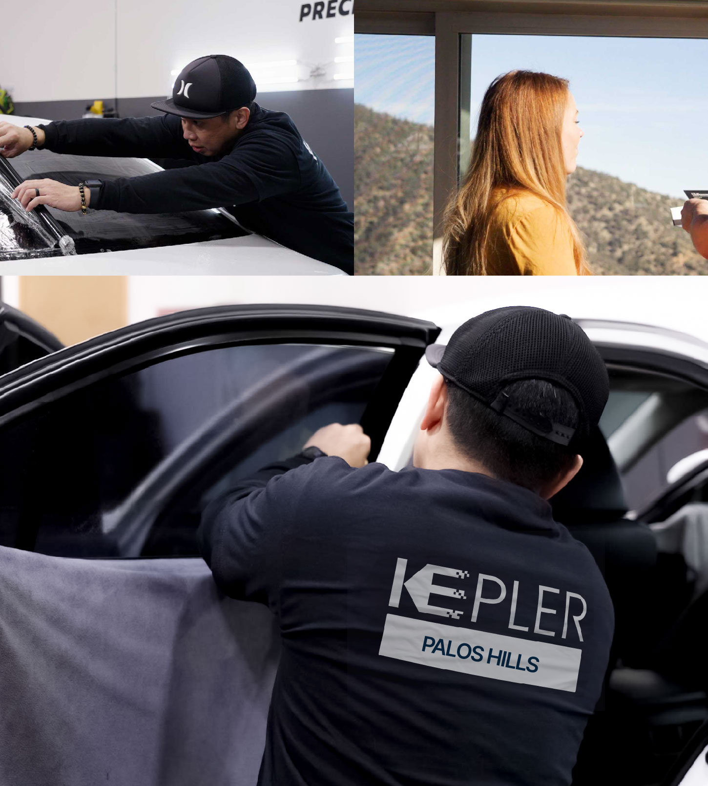 Automotive Window Tinting Expert Applying Film in Palos Hills, Illinois