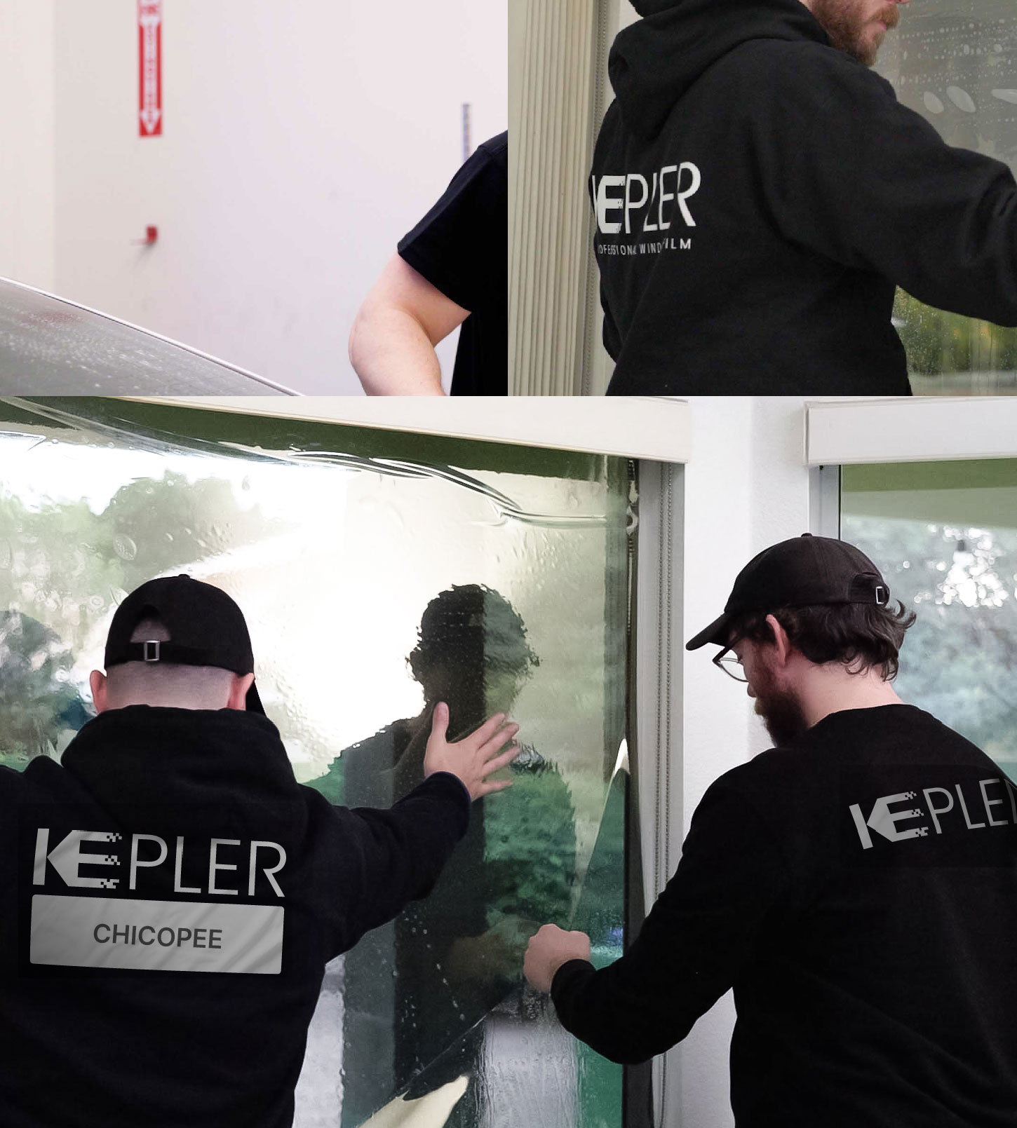 Kepler Technician Installing Advanced Window Tint to Home in Chicopee