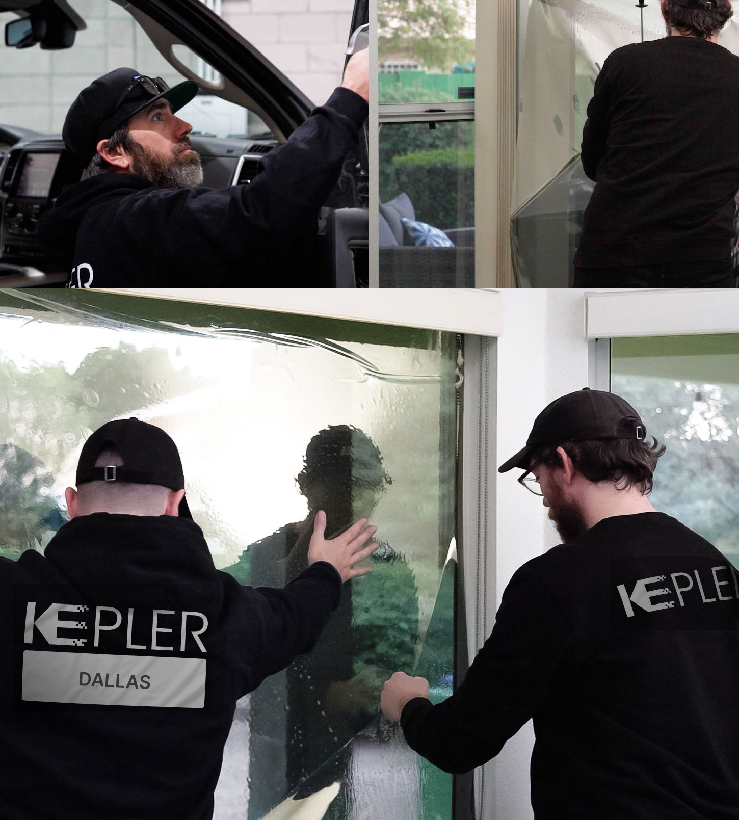 Expert Technician Installing Advanced Window Tint to Home in Dallas