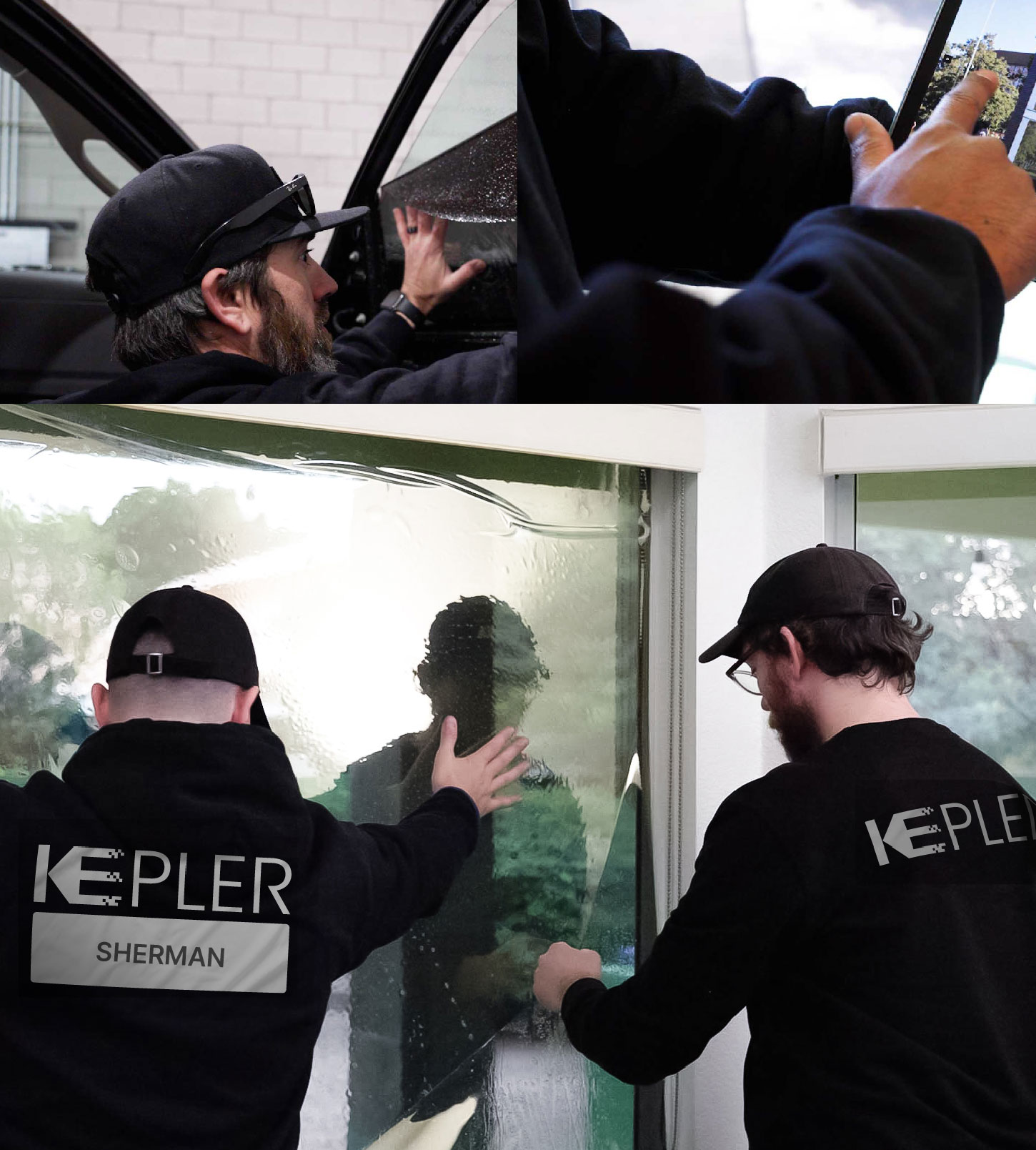 Expert Technician Installing Advanced Window Tint to Home in Sherman