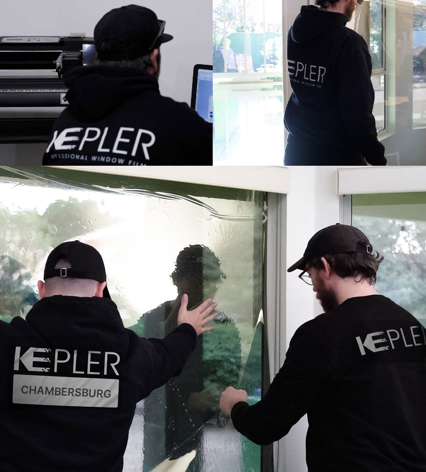 Expert Technician Installing Ceramic Window Tint to Home in Chambersburg
