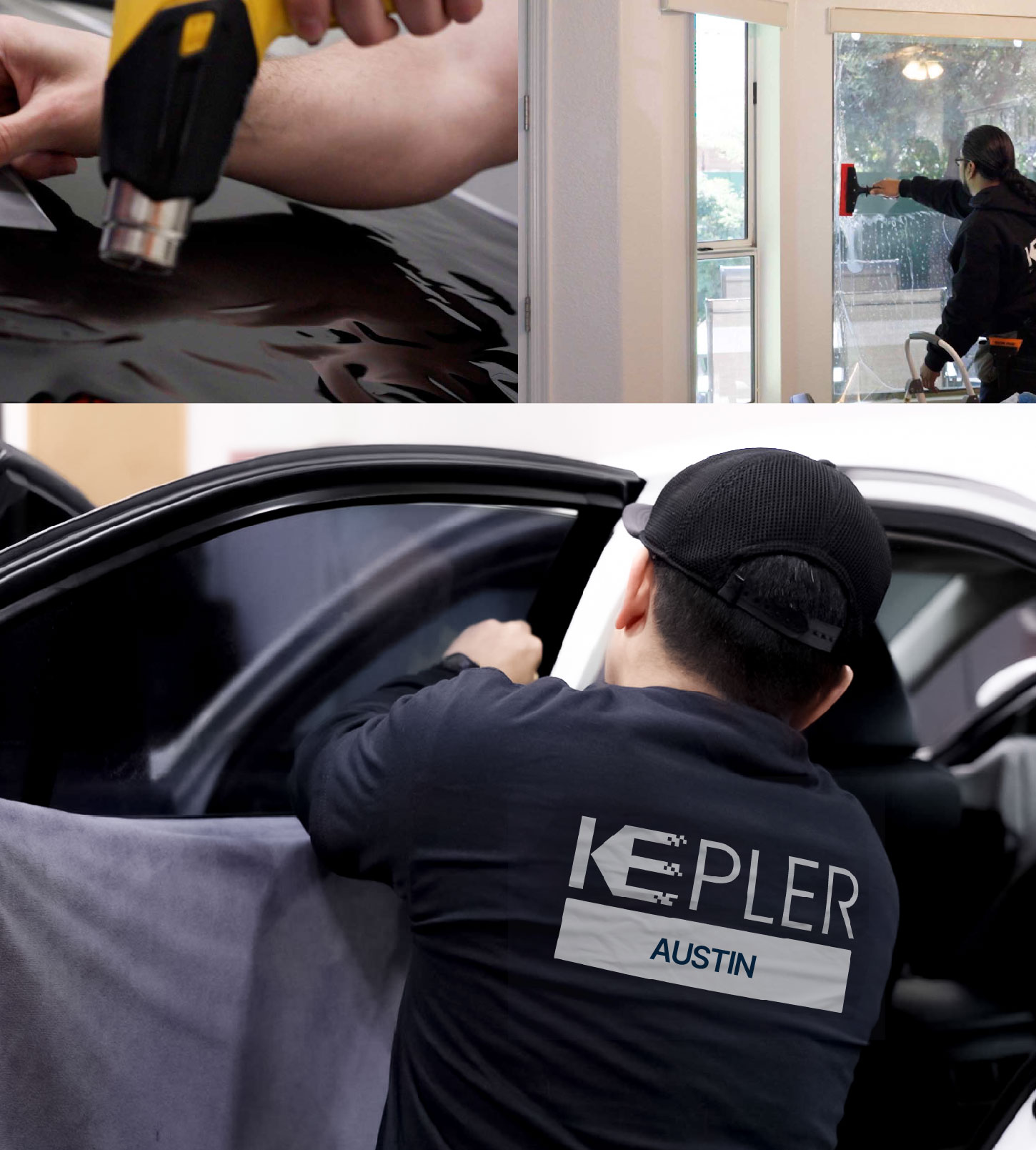 Automotive Window Tinting Expert Applying Film in Austin, Minnesota