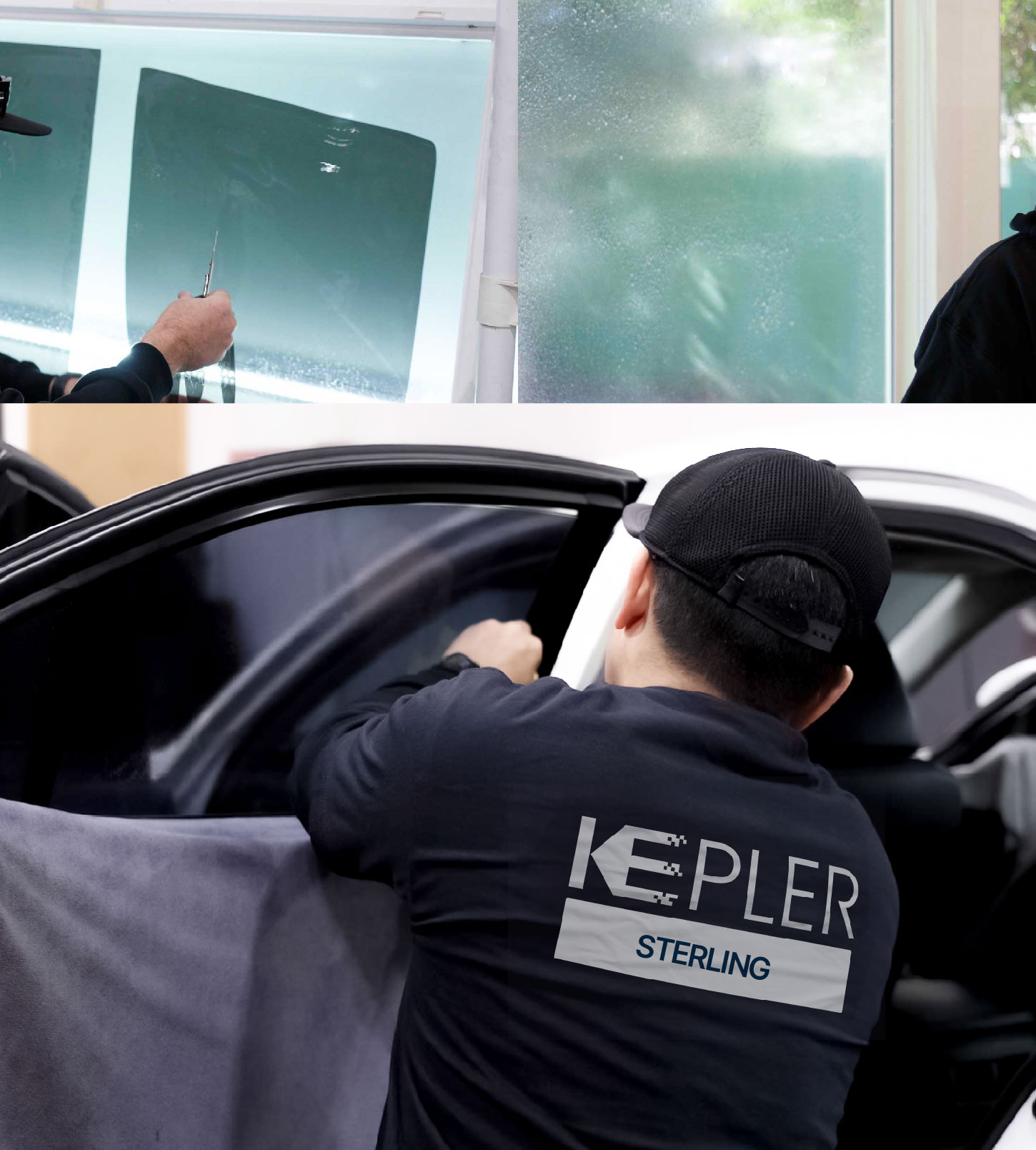 Automotive Window Tinting Expert Applying Film in Sterling, Virginia