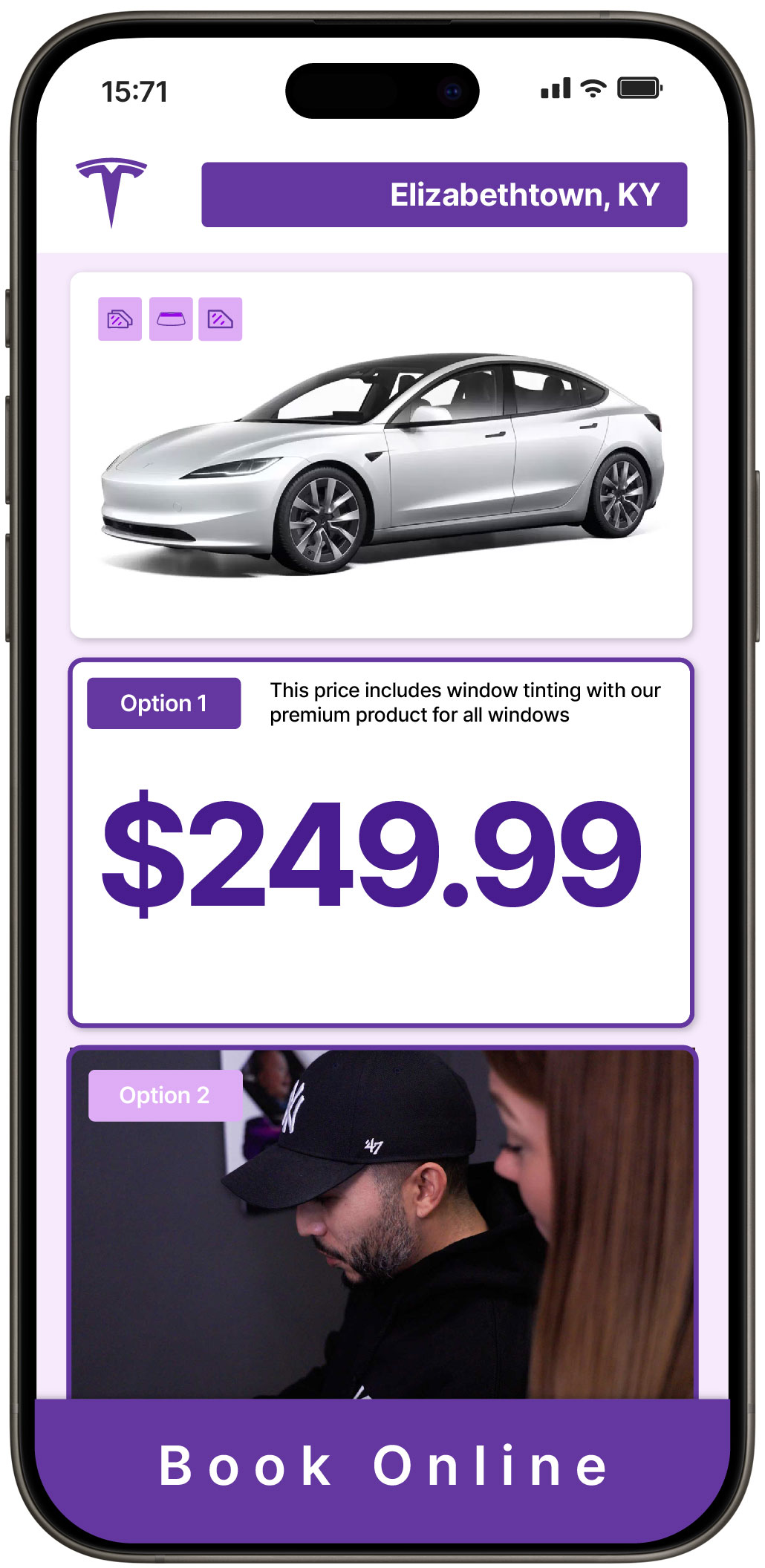 View Affordable Tesla Window Tinting Prices in Elizabethtown, Kentucky